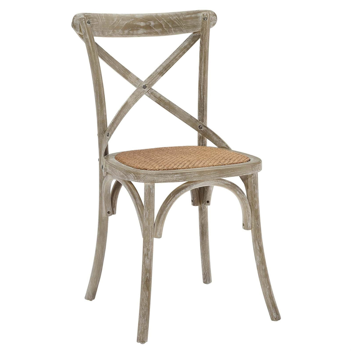 Casafoyer Gear Rustic Modern Farmhouse Elm Wood Rattan Dining Chair In Gray