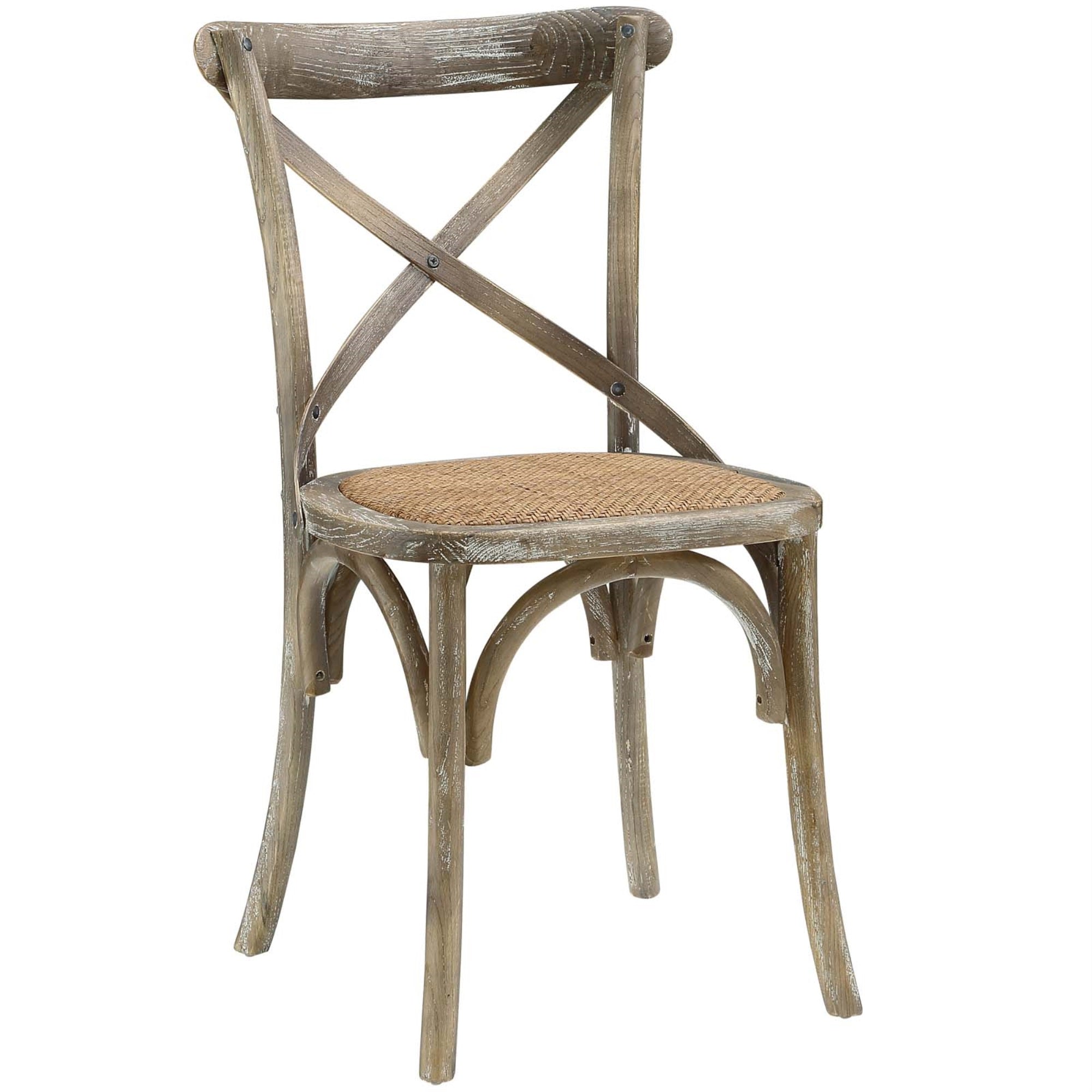 Rustic-Contemporary Dining Side Chair For Nostalgic Moments - Open Wooden Backrest, Tapered Legs - Fully Assembled - Ideal For Country Cottages, Rustic Settings, And Urban Homes - Gray