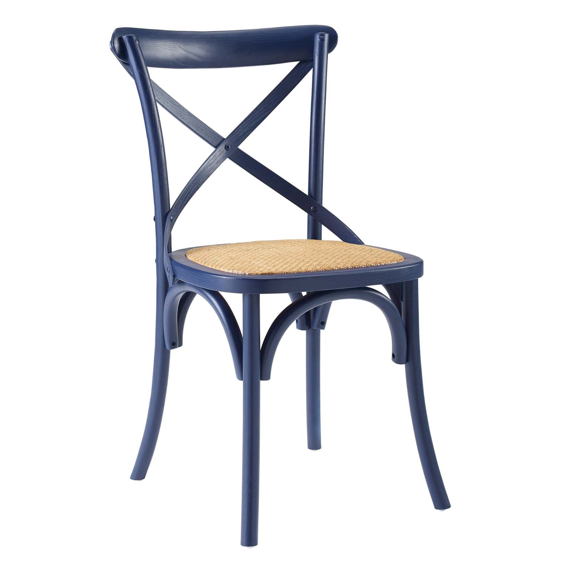 Rustic-Contemporary Dining Side Chair: Exposed Wooden Backrest, Tapered Legs. Fully Assembled. Ideal For Country Cottages, Rustic Settings, Or City Dwellers. Midnight Blue.