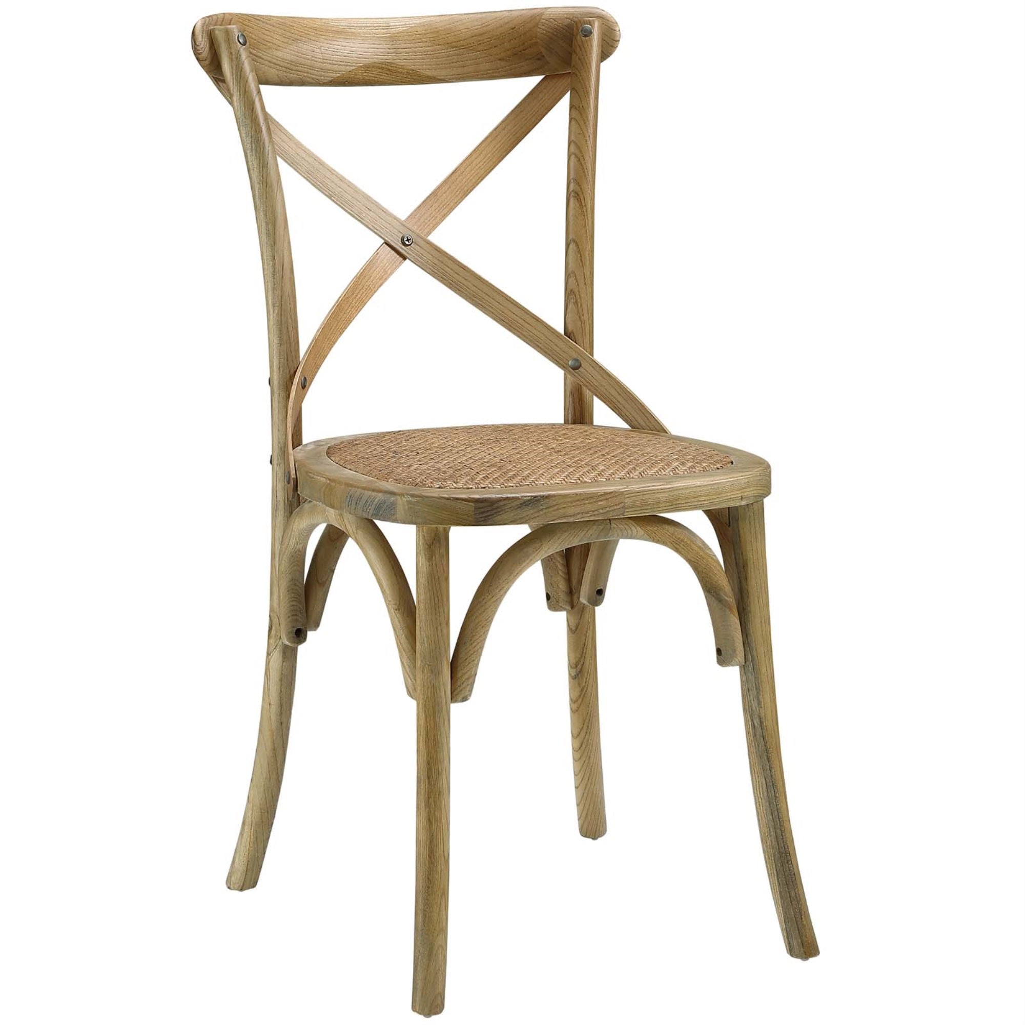 Rustic Dining Side Chair With Exposed Wooden Backrest And Tapered Legs - Fully Assembled For Country Cottages And Rustic Settings