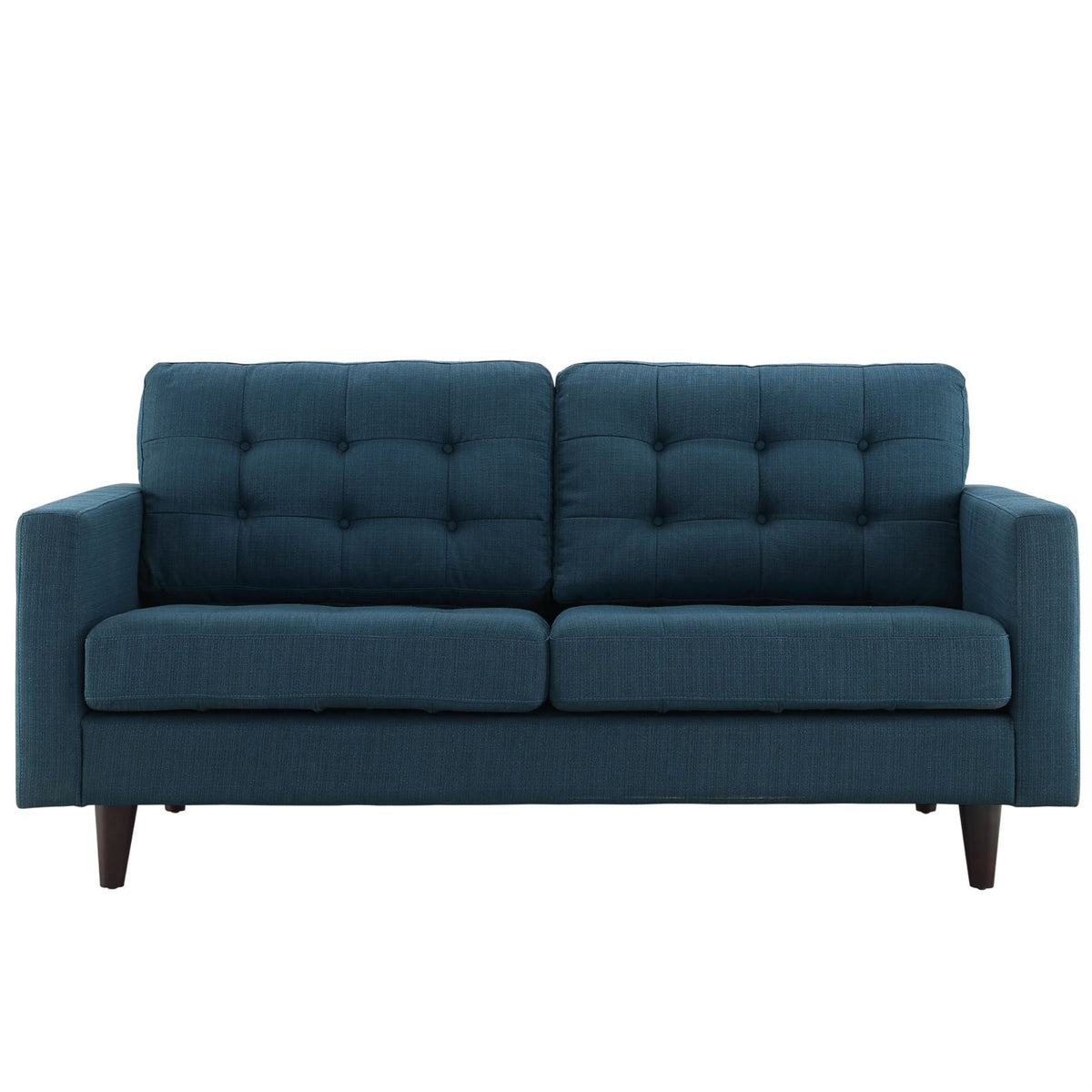 Casafoyer Empress Mid-Century Modern Upholstered Fabric, Loveseat, Azure
