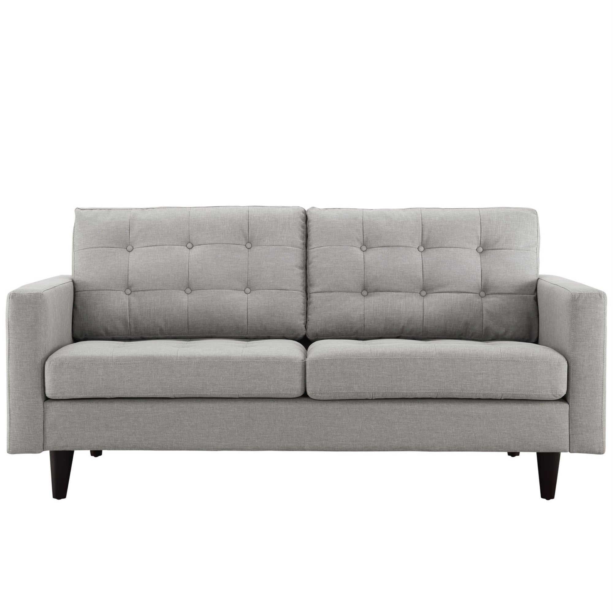 Casafoyer Empress Loveseat In Mid-Century Modern Upholstered Fabric, Light Gray