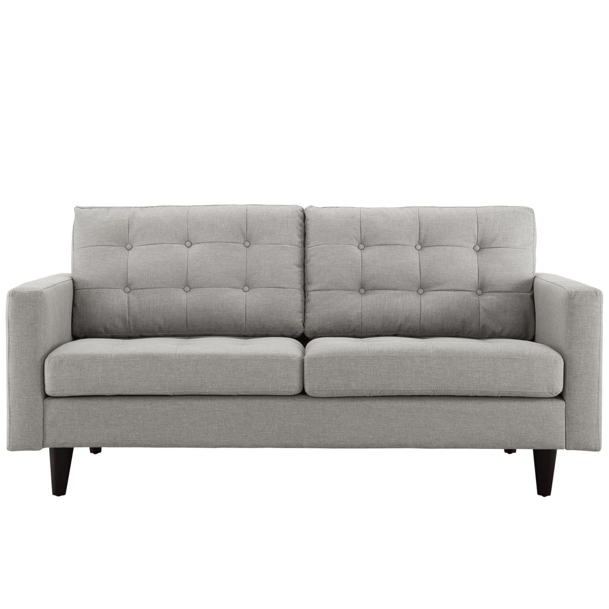 Casafoyer Empress Loveseat In Mid-Century Modern Upholstered Fabric, Light Gray