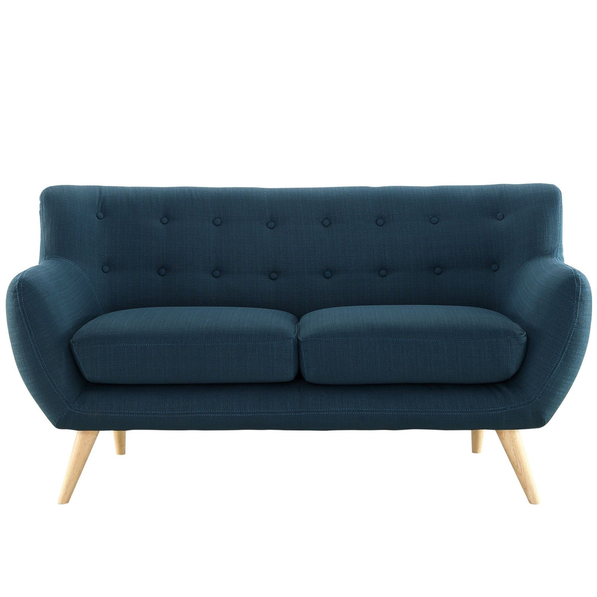 Casafoyer Remark Mid-Century Modern Loveseat With Upholstered Fabric In Azure