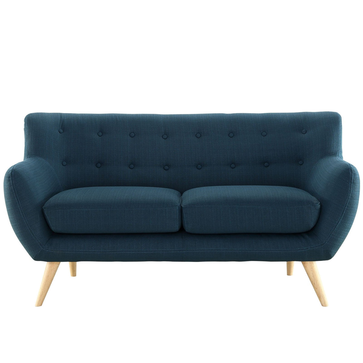 Casafoyer Remark Mid-Century Modern Loveseat With Upholstered Fabric In Azure