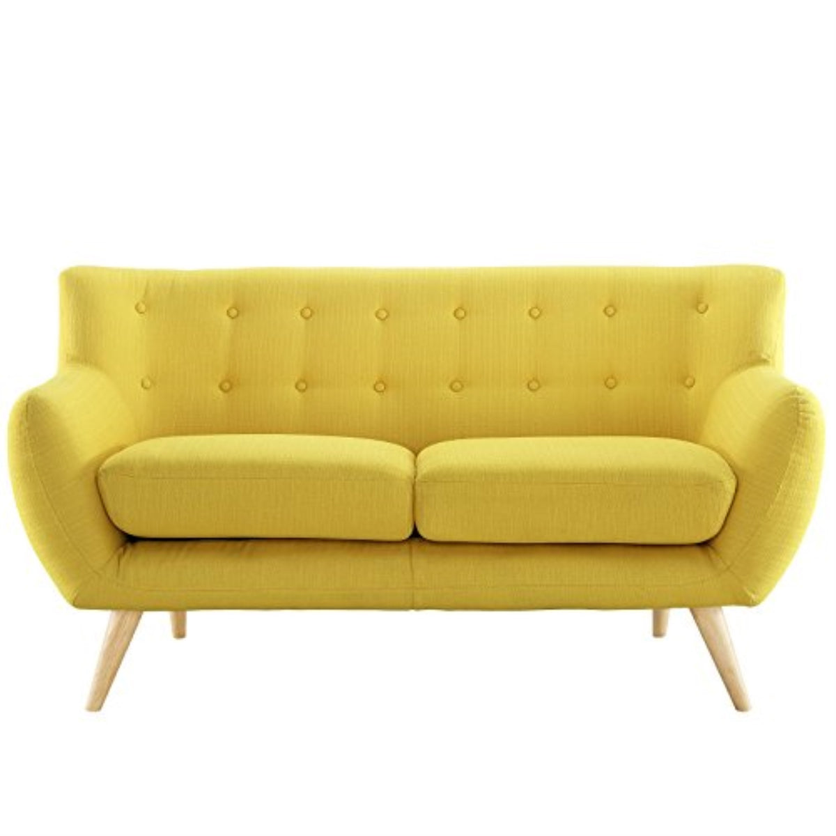 Casafoyer Remark Mid-Century Modern Loveseat With Upholstered Fabric In Sunny