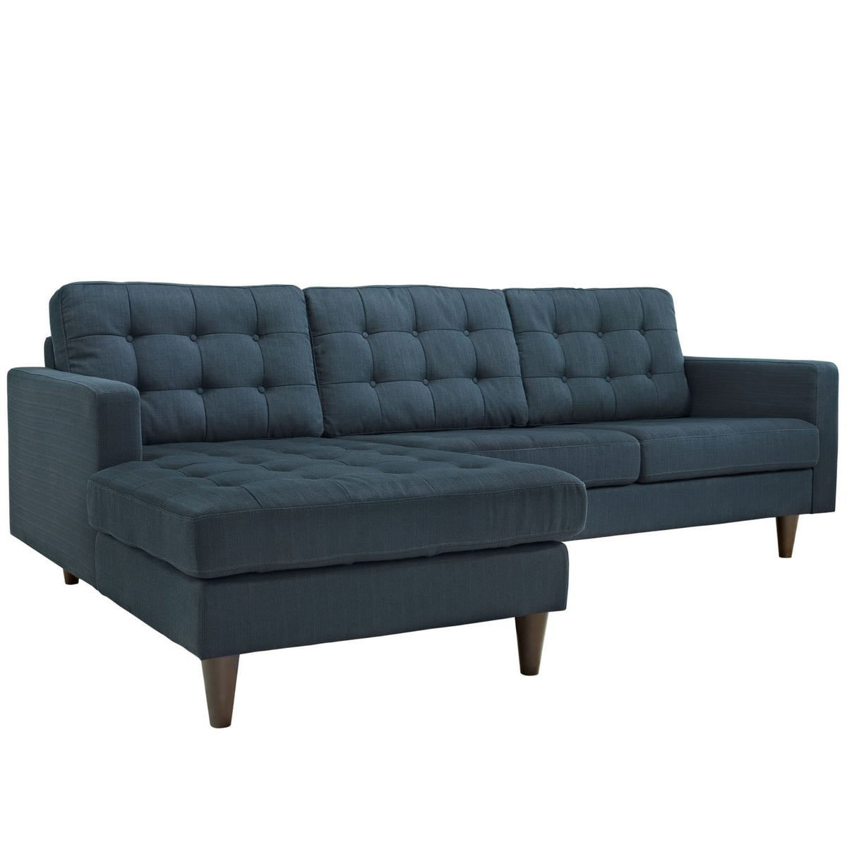 Casafoyer Empress Mid-Century Modern Upholstered Fabric Left-Arm Facing Sectional Sofa In Azure