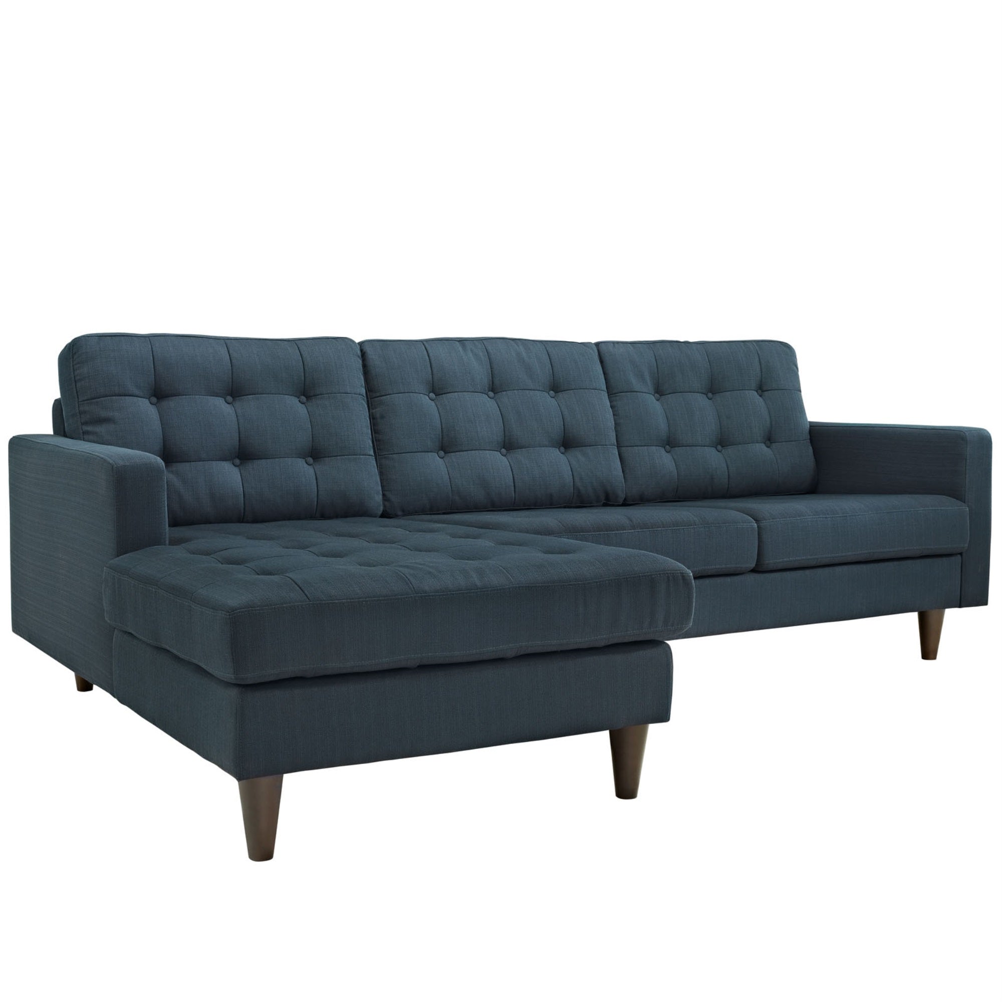 Empress Left-Arm Sectional Sofa - Luxurious Tufted Design, Solid Wood Legs, Exquisite Fabric Upholstery - Azure
