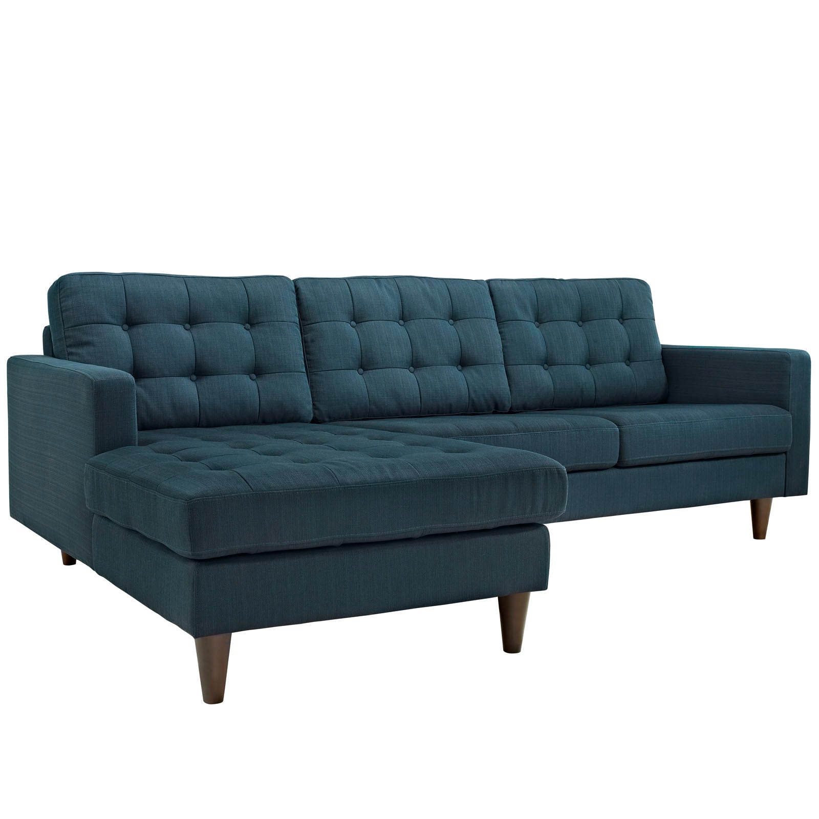 Empress Left-Facing Upholstered Fabric Sectional Sofa - Azure