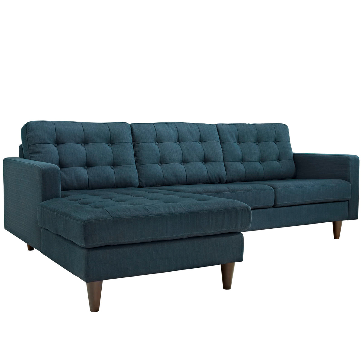 Empress Left-Facing Upholstered Fabric Sectional Sofa - Azure