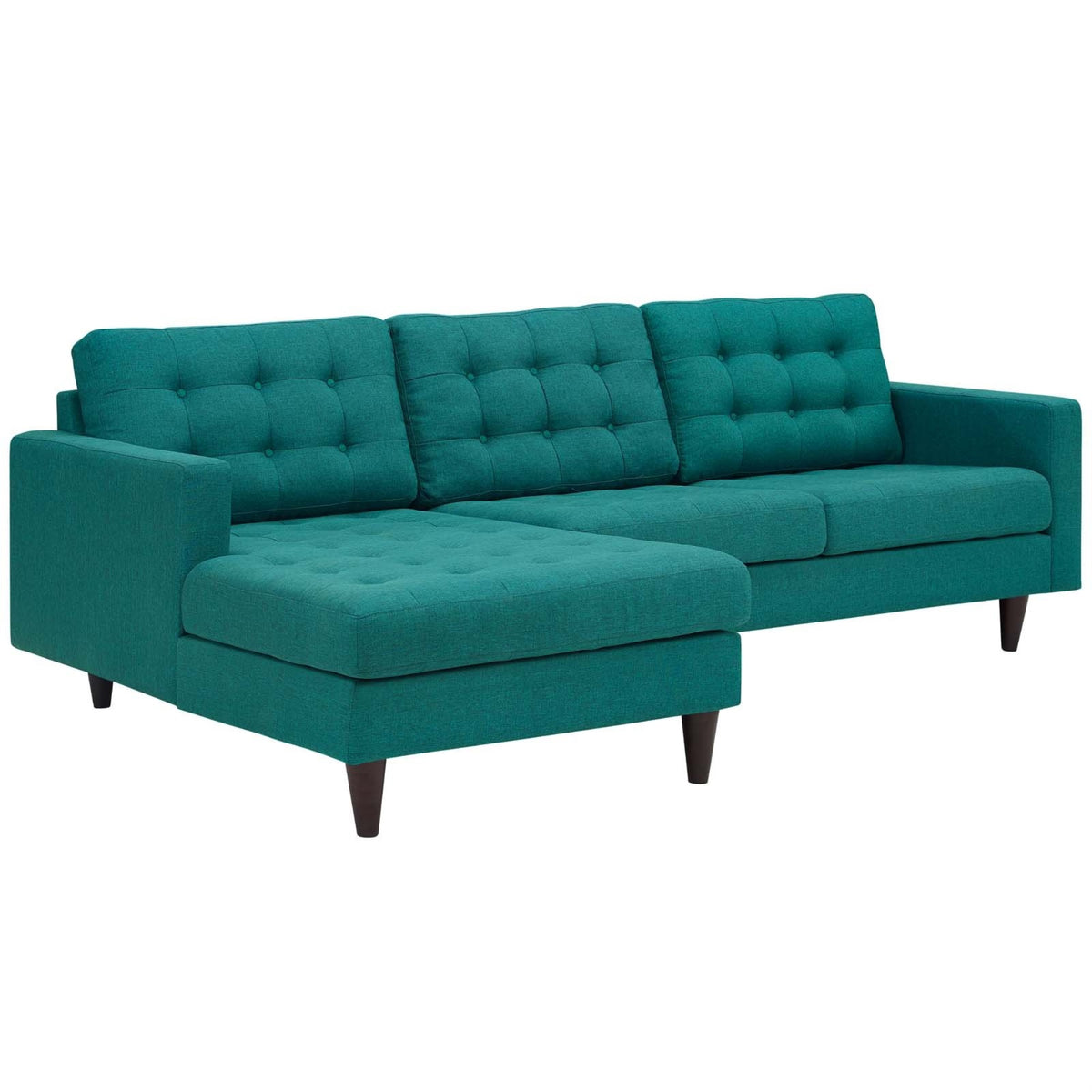 Casafoyer Empress Mid-Century Modern Upholstered Fabric Left-Arm Facing Sectional Sofa In Teal
