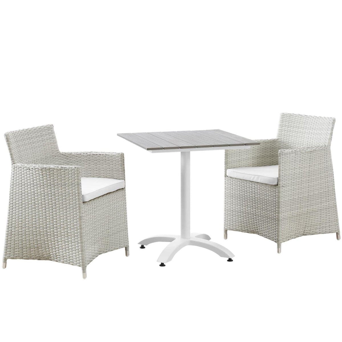 Casafoyer Junction Wicker Rattan Outdoor Patio 3-Piece Dining Set, Gray White