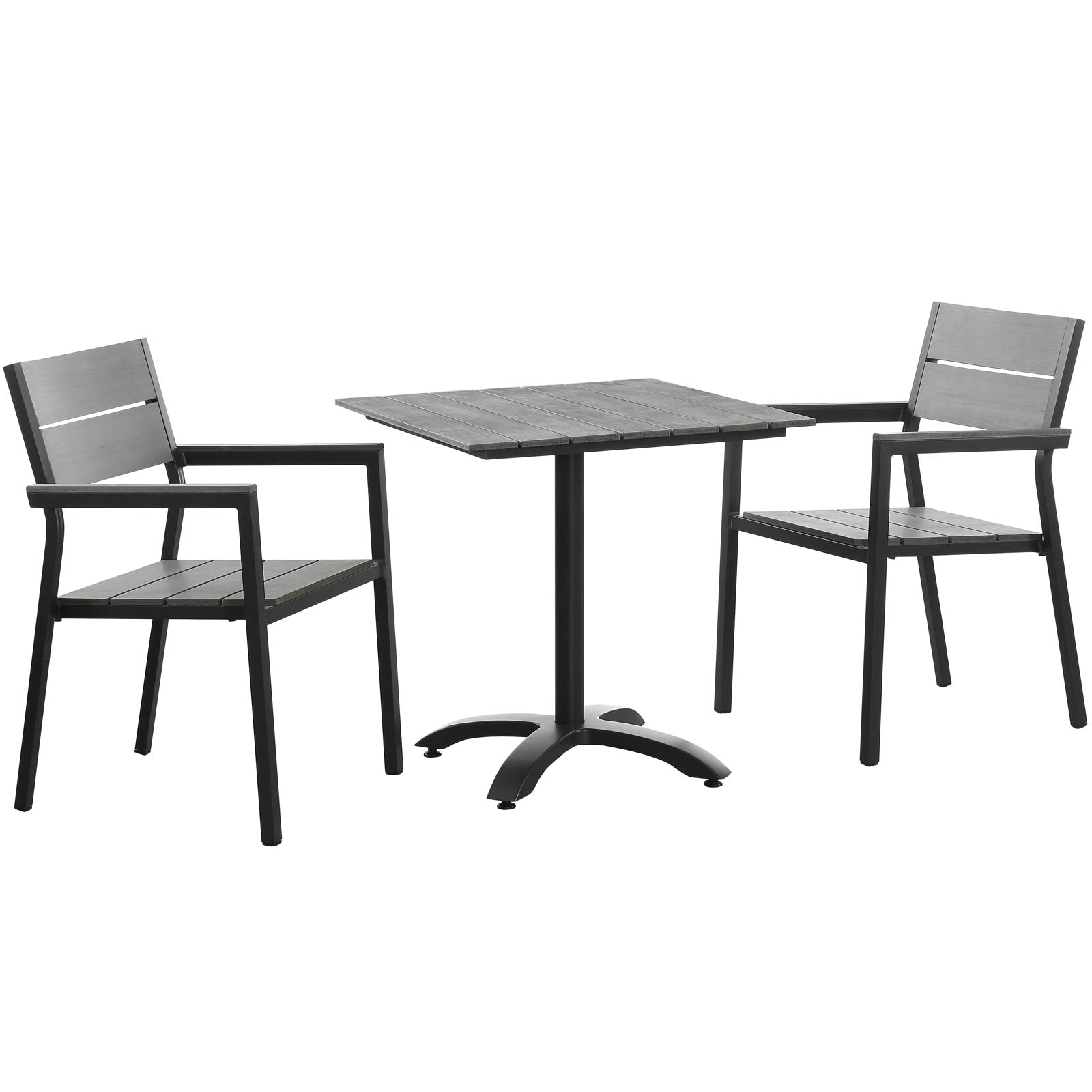 Maine 3 Piece Outdoor Patio Dining Set - Brown Gray