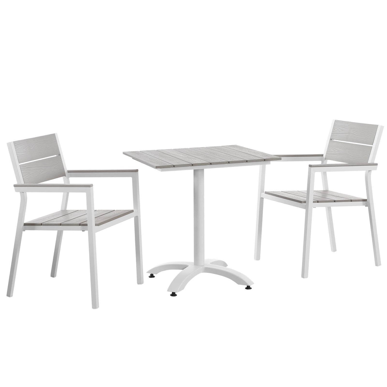 Maine 3 Piece Outdoor Patio Dining Set - White Light Gray
