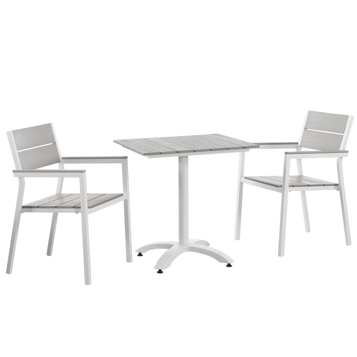 Maine 3 Piece Outdoor Patio Dining Set - White Light Gray