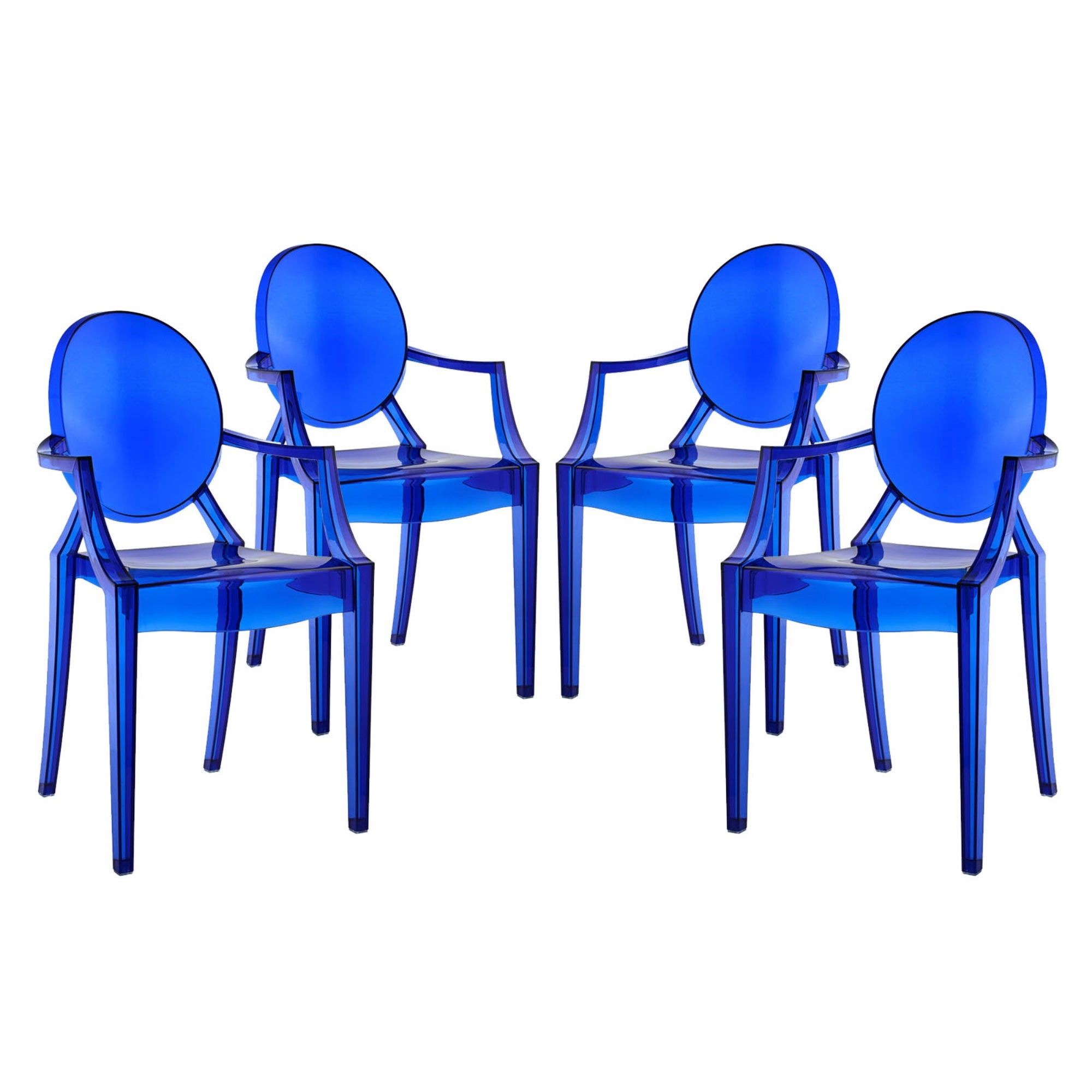 Ethereal Casper Chair Set Of 4 - Artistic & Elegant Dining Armchairs For Indoor/Outdoor Use - Blue