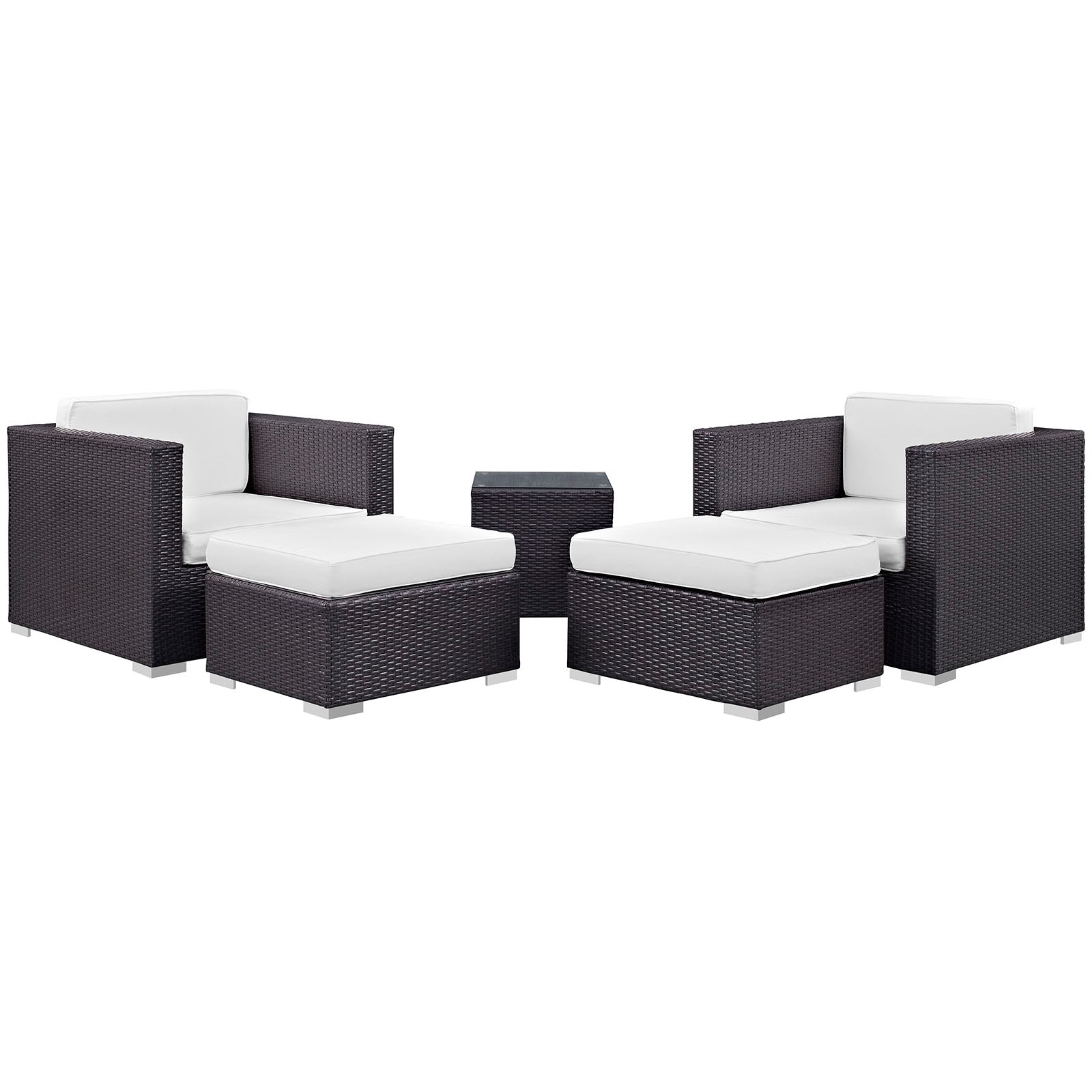 Convene 5 Piece Outdoor Patio Sectional Set - Espresso White