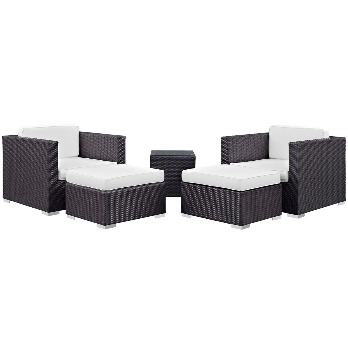Convene 5 Piece Outdoor Patio Sectional Set - Espresso White