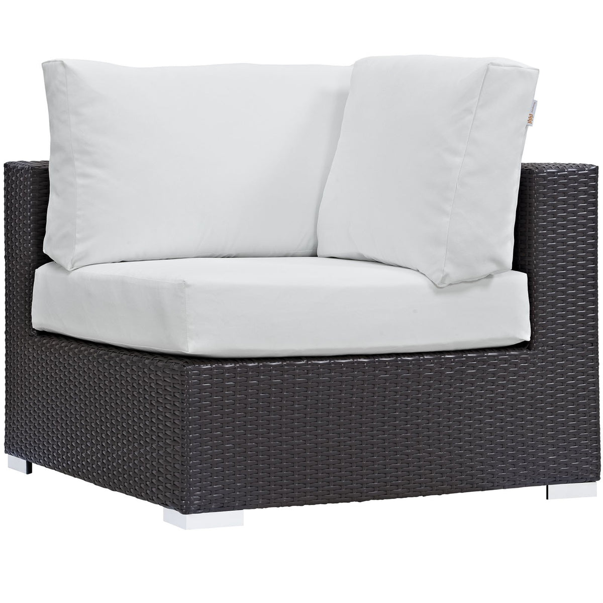 Casafoyer Convene Wicker Rattan Outdoor Patio Sectional Sofa Corner Seat In Espresso White