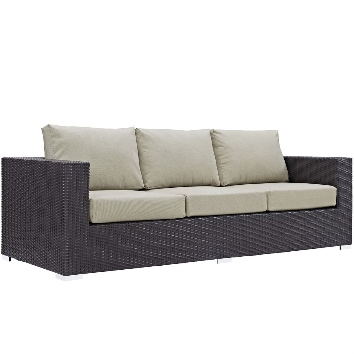 Casafoyer Convene Wicker Rattan Outdoor Patio Sofa In Espresso Beige