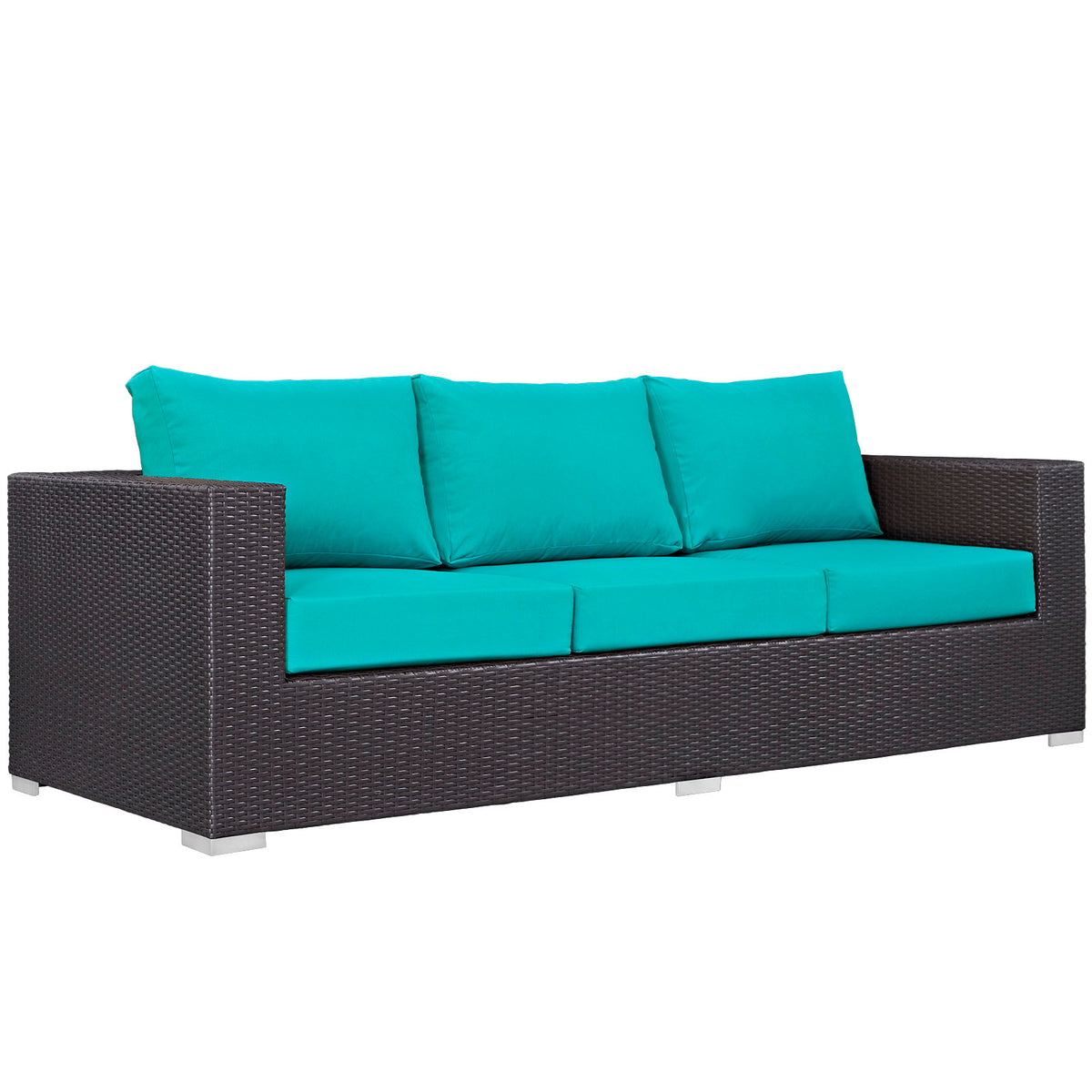 Convene Outdoor Patio Sofa - Espresso Turquoise