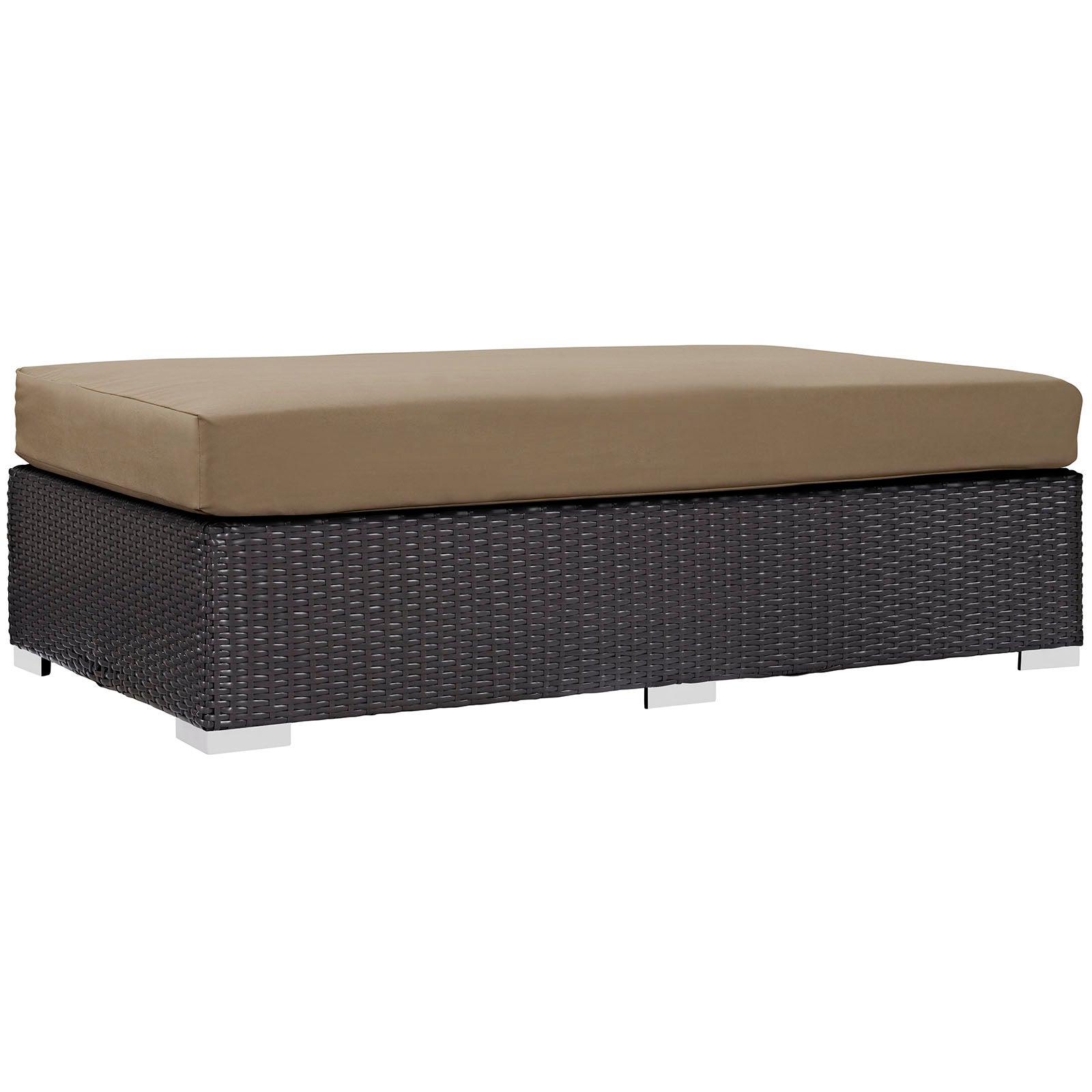 Convene Outdoor Patio Fabric Rectangle Ottoman - Espresso Mocha