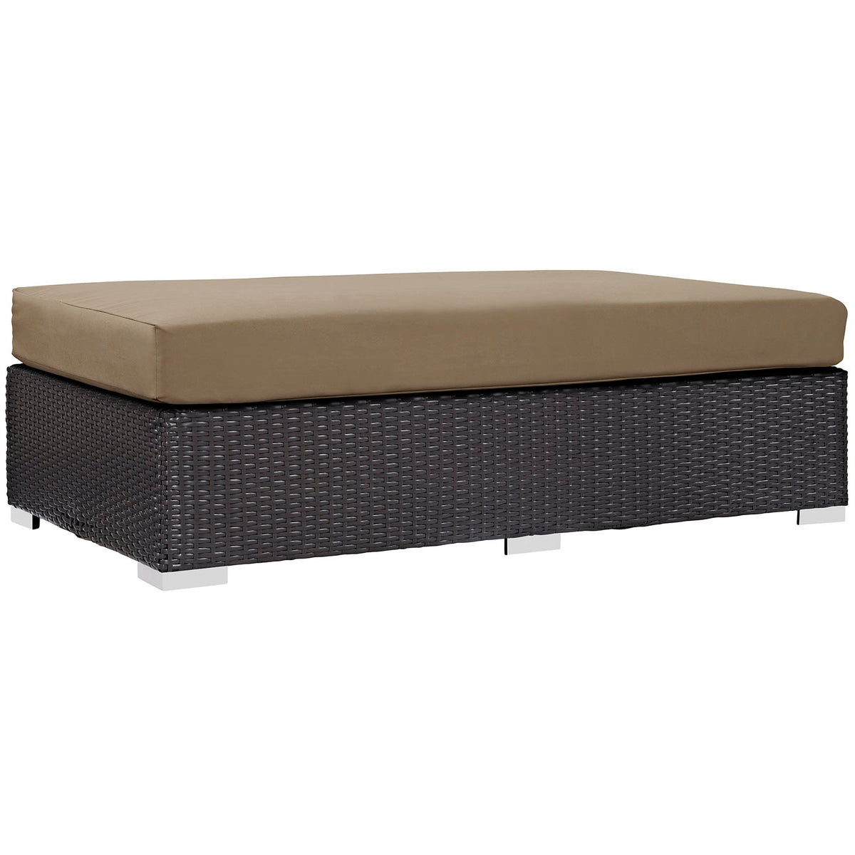 Convene Outdoor Patio Fabric Rectangle Ottoman - Espresso Mocha