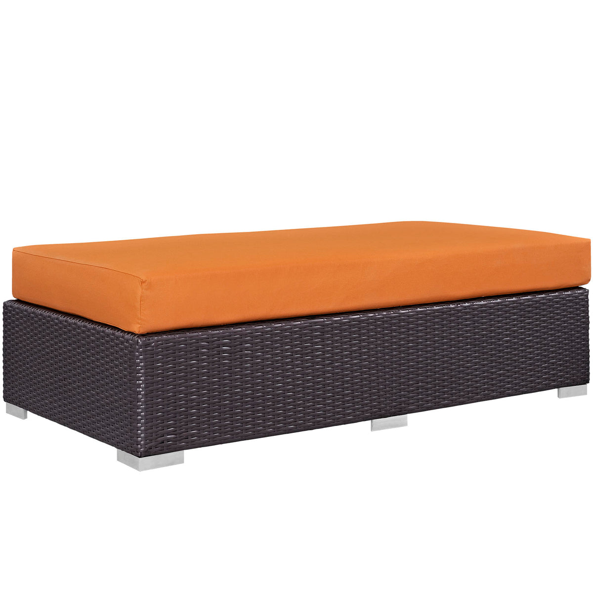 Convene Outdoor Patio Fabric Rectangle Ottoman - Espresso Orange