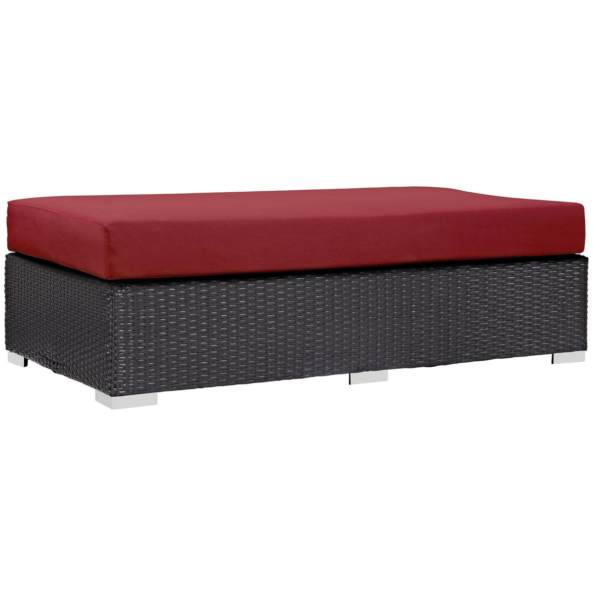 Casafoyer Eei-1847-Exp-Red Convene Patio Fabric Rectangle Ottoman Outdoor Furniture, Espresso Red