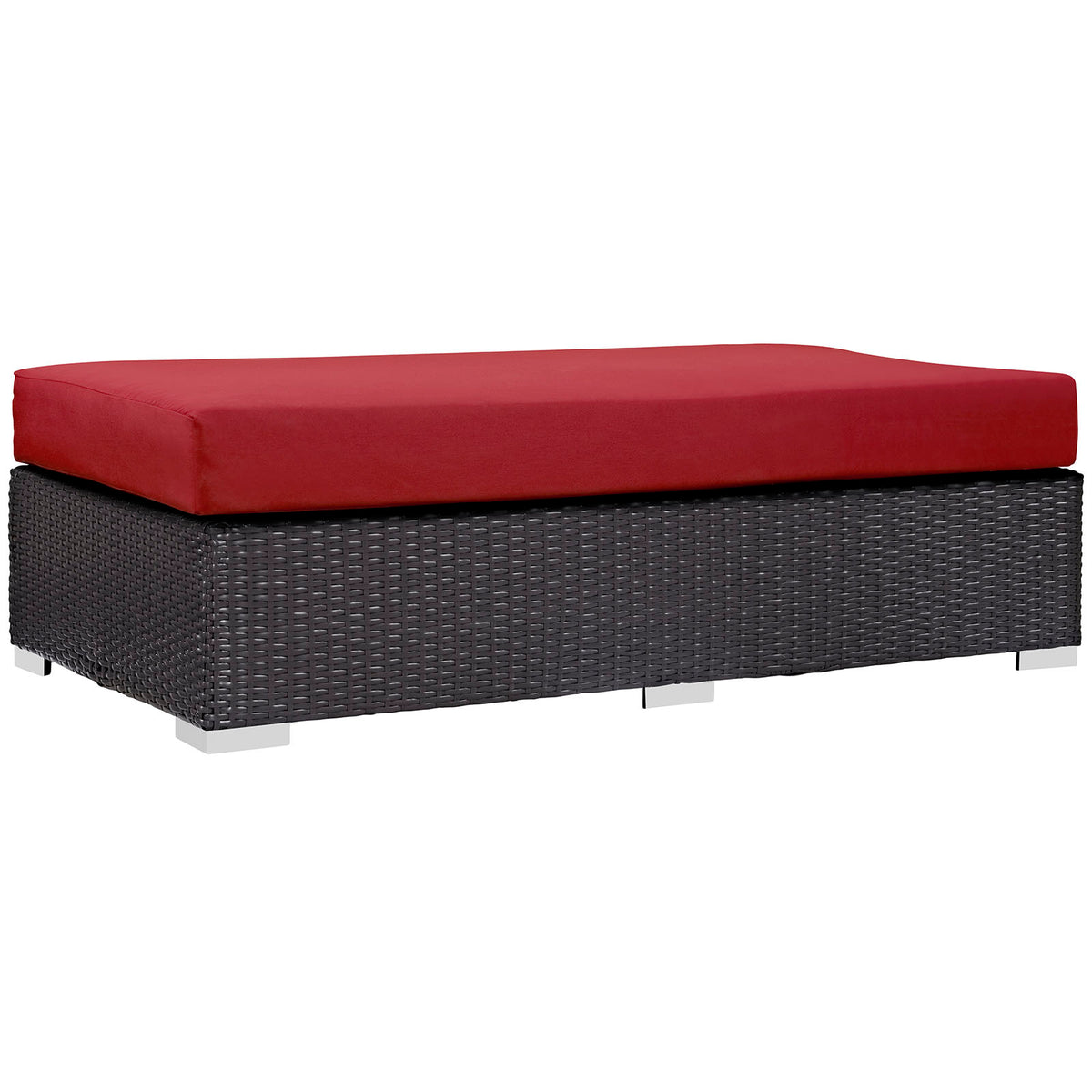 Convene Outdoor Patio Fabric Rectangle Ottoman - Espresso Red