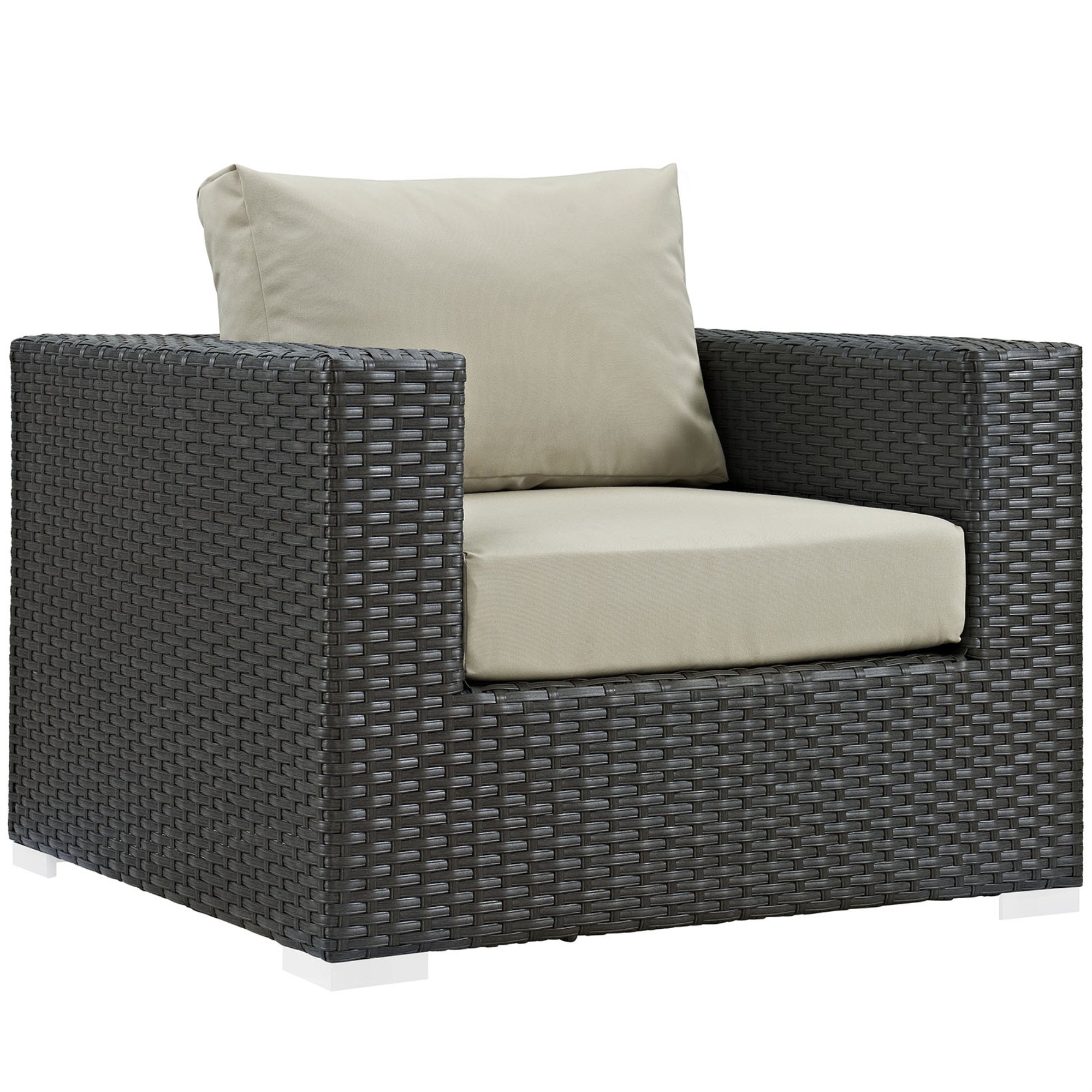 Sojourn Outdoor Patio Arm Chair - Sturdy & Versatile Seating With Sunbrella Cushions, Synthetic Rattan Weave, Uv Protection & Aluminum Frame