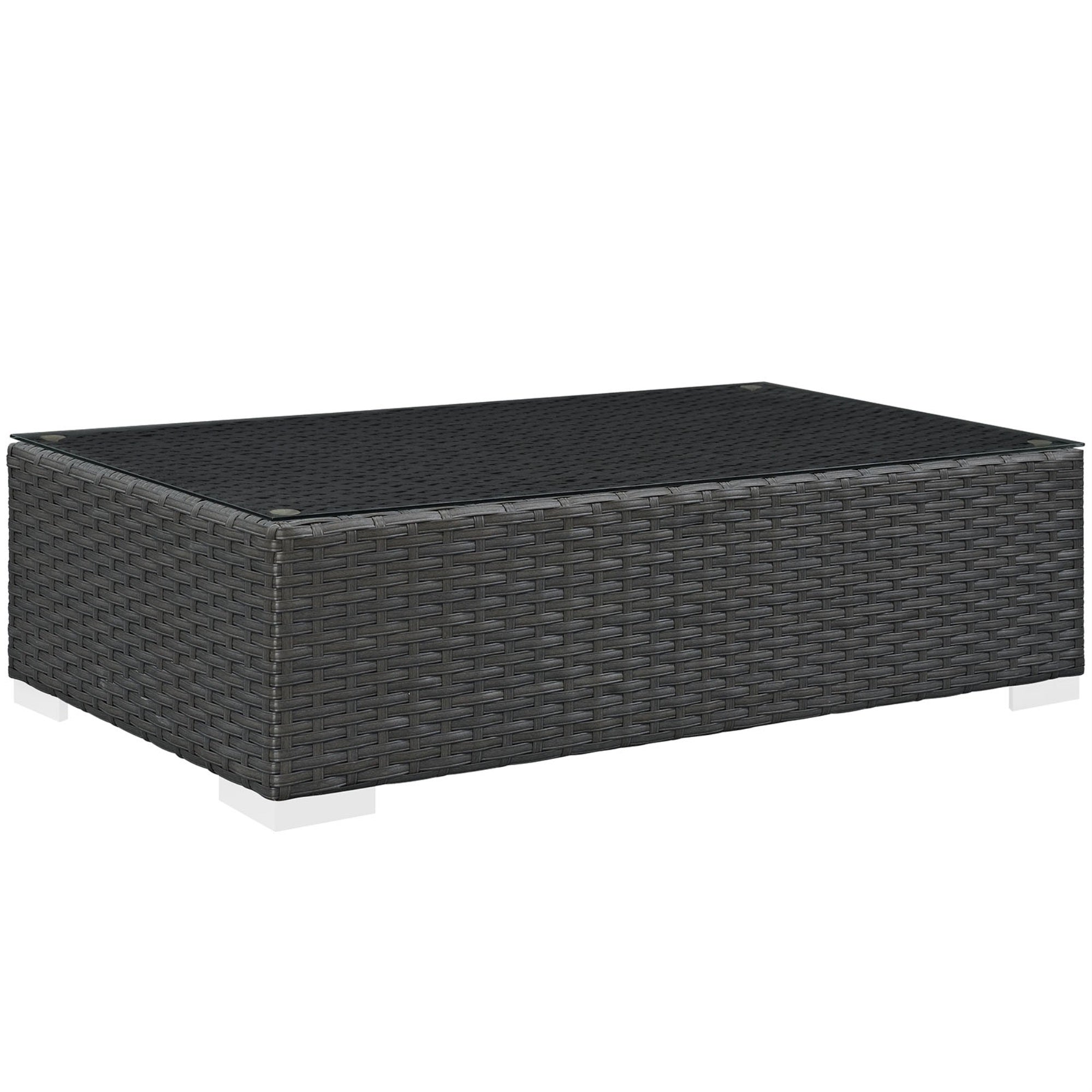 Sojourn Outdoor Patio Coffee Table - Sturdy Seating, Uv Protection, Synthetic Rattan Weave, Powder-Coated Aluminum Frame. Perfect For Patio, Backyard, Poolside.