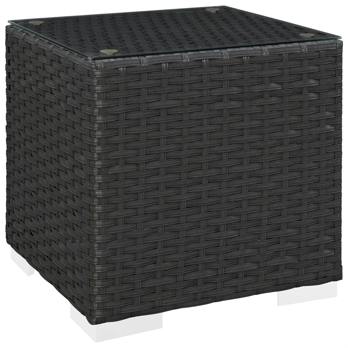 Sojourn Outdoor Patio Side End Table - Synthetic Rattan Weave, Uv Protection, Powder-Coated Aluminum Frame - Perfect For Patio, Backyard, Pool - Includes 1 Table
