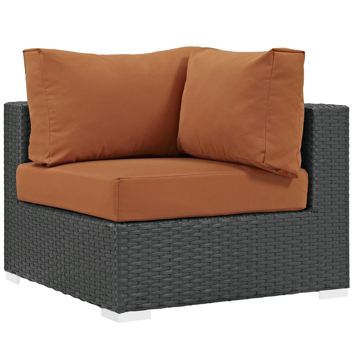 Sojourn Outdoor Patio Corner Sofa Chair - Sturdy Seating, Sunbrella Cushions, Uv Protection, Synthetic Rattan Weave, Powder-Coated Aluminum Frame