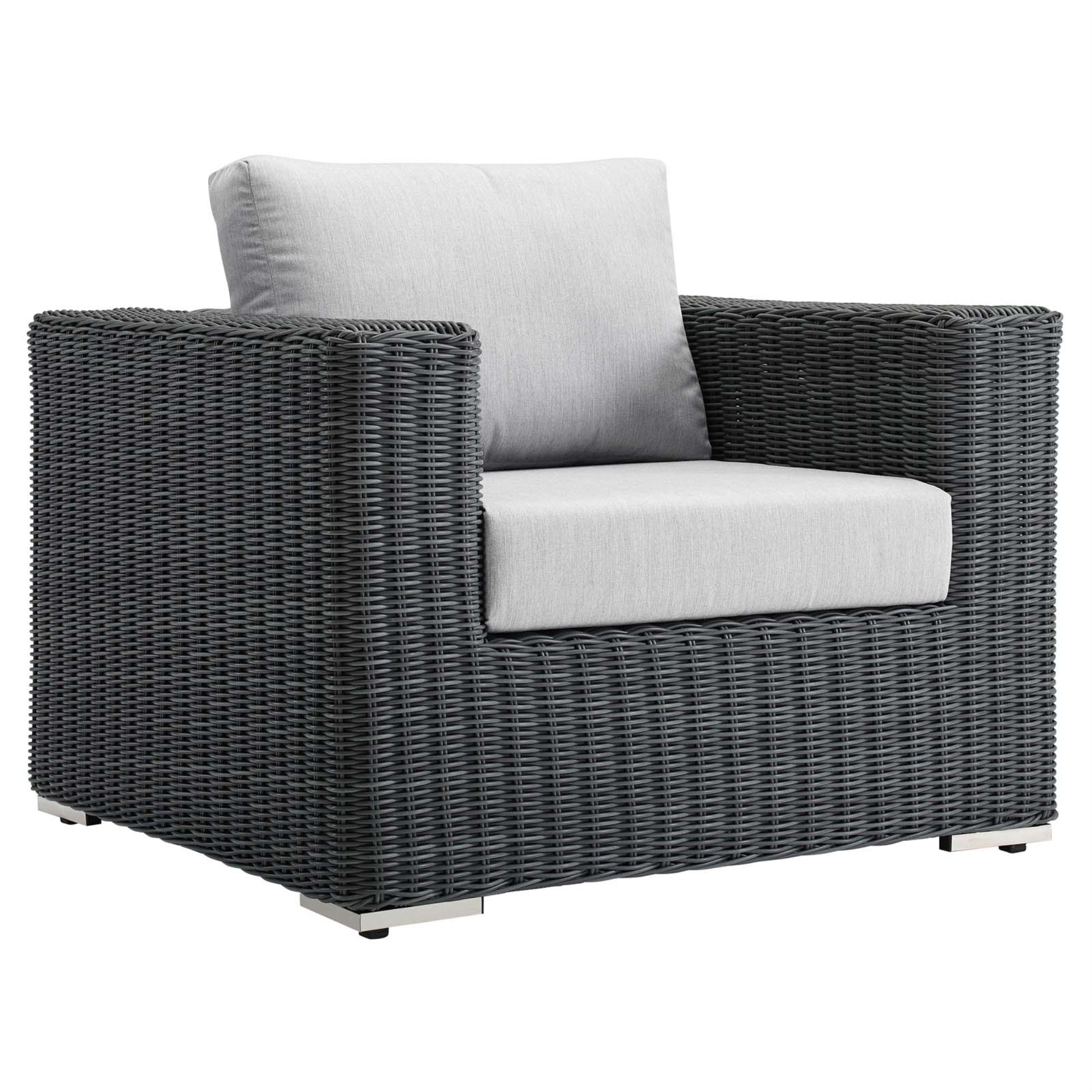 Summon Outdoor Patio Arm Chair - Luxurious Comfort, Top-Notch Quality, Sunbrella Fabric, Uv Protection, Sturdy Aluminum Frame. Perfect For Patio, Backyard, Poolside. Must-Have For Outdoor Enthusiasts.