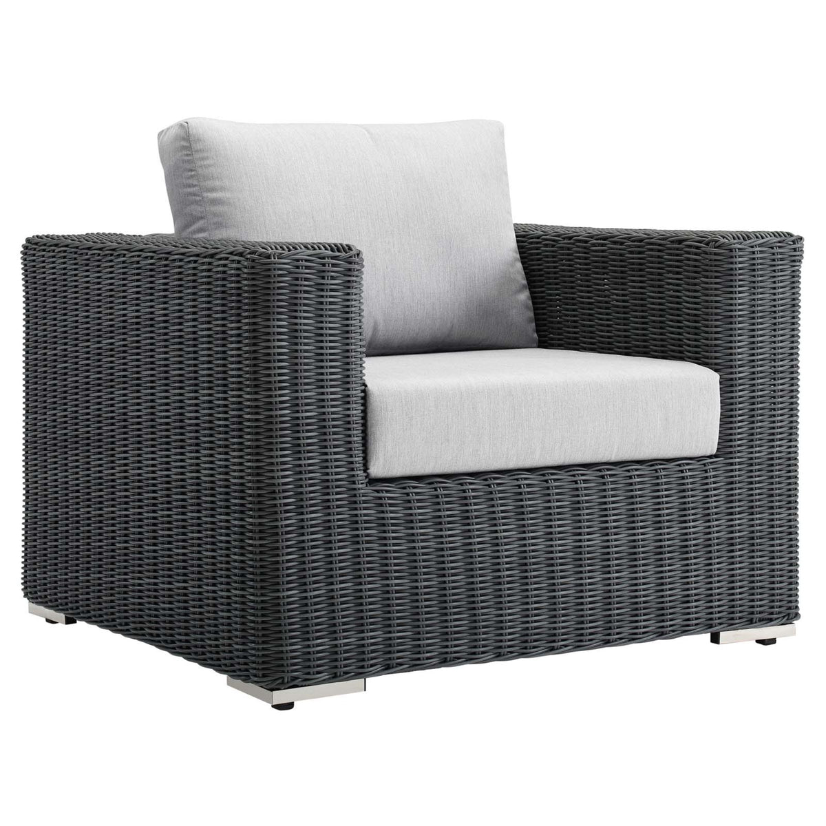 Summon Outdoor Patio Arm Chair - Luxurious Comfort, Top-Notch Quality, Sunbrella Fabric, Uv Protection, Sturdy Aluminum Frame. Perfect For Patio, Backyard, Poolside. Must-Have For Outdoor Enthusiasts.