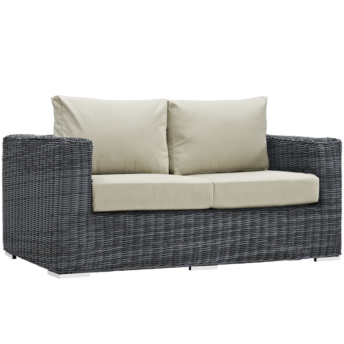 Ultimate Outdoor Comfort: Summon Patio Loveseat - Two-Tone Rattan, Sunbrella Cushions, Uv Protection. Perfect For Patio, Backyard, Poolside.