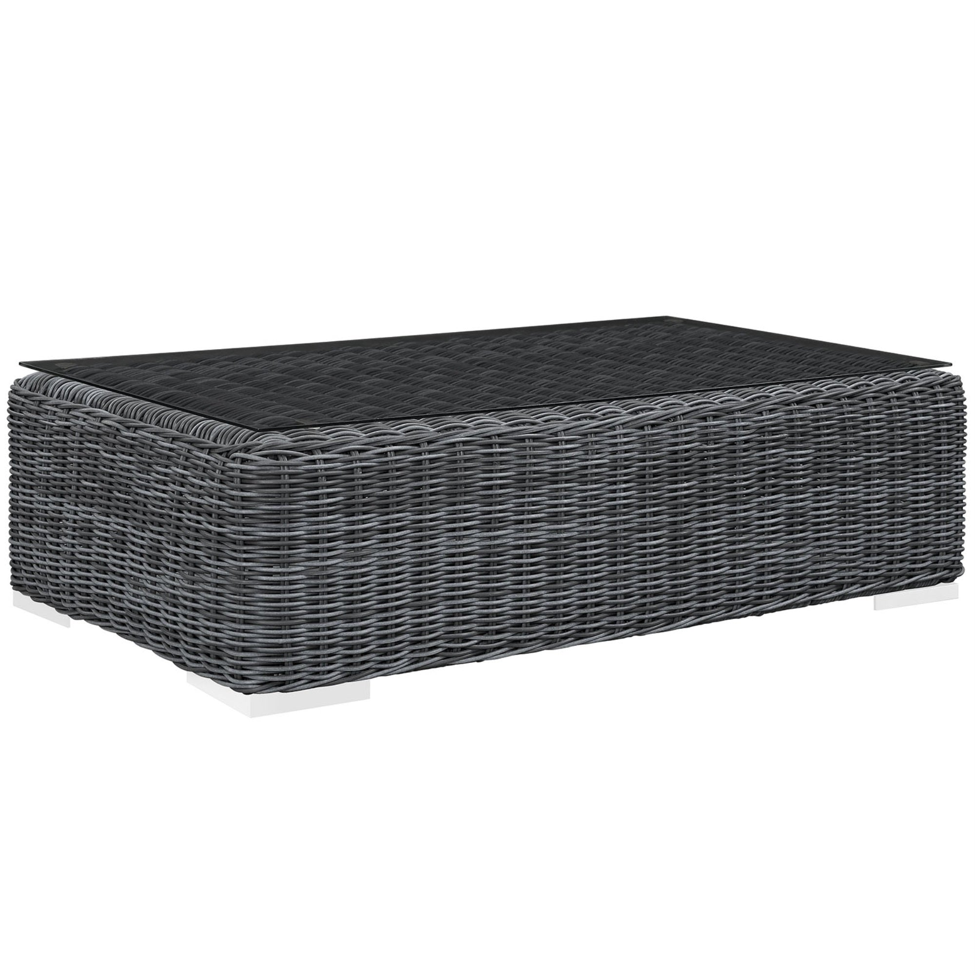 Summon Outdoor Patio Coffee Table - Ultimate Comfort & Quality, Durable Uv-Resistant Rattan Weave, Powder-Coated Aluminum Frame, Sleek Contemporary Design, Ideal For Patio, Backyard, Poolside Gathering