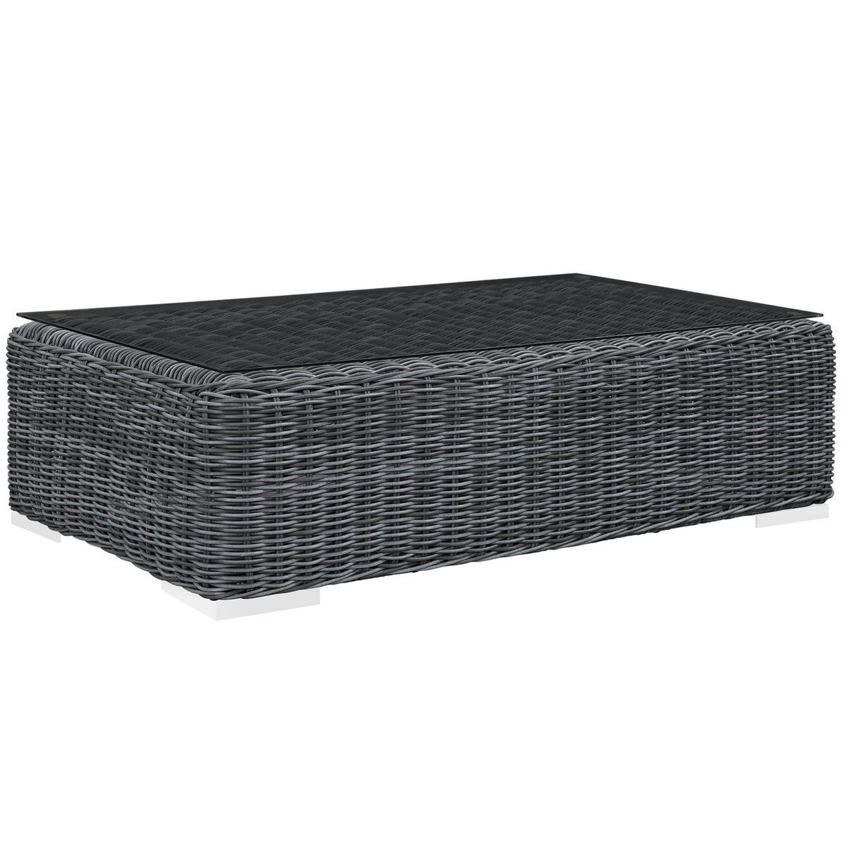 Summon Outdoor Patio Coffee Table - Ultimate Comfort & Quality, Durable Uv-Resistant Rattan Weave, Powder-Coated Aluminum Frame, Sleek Contemporary Design, Ideal For Patio, Backyard, Poolside Gathering