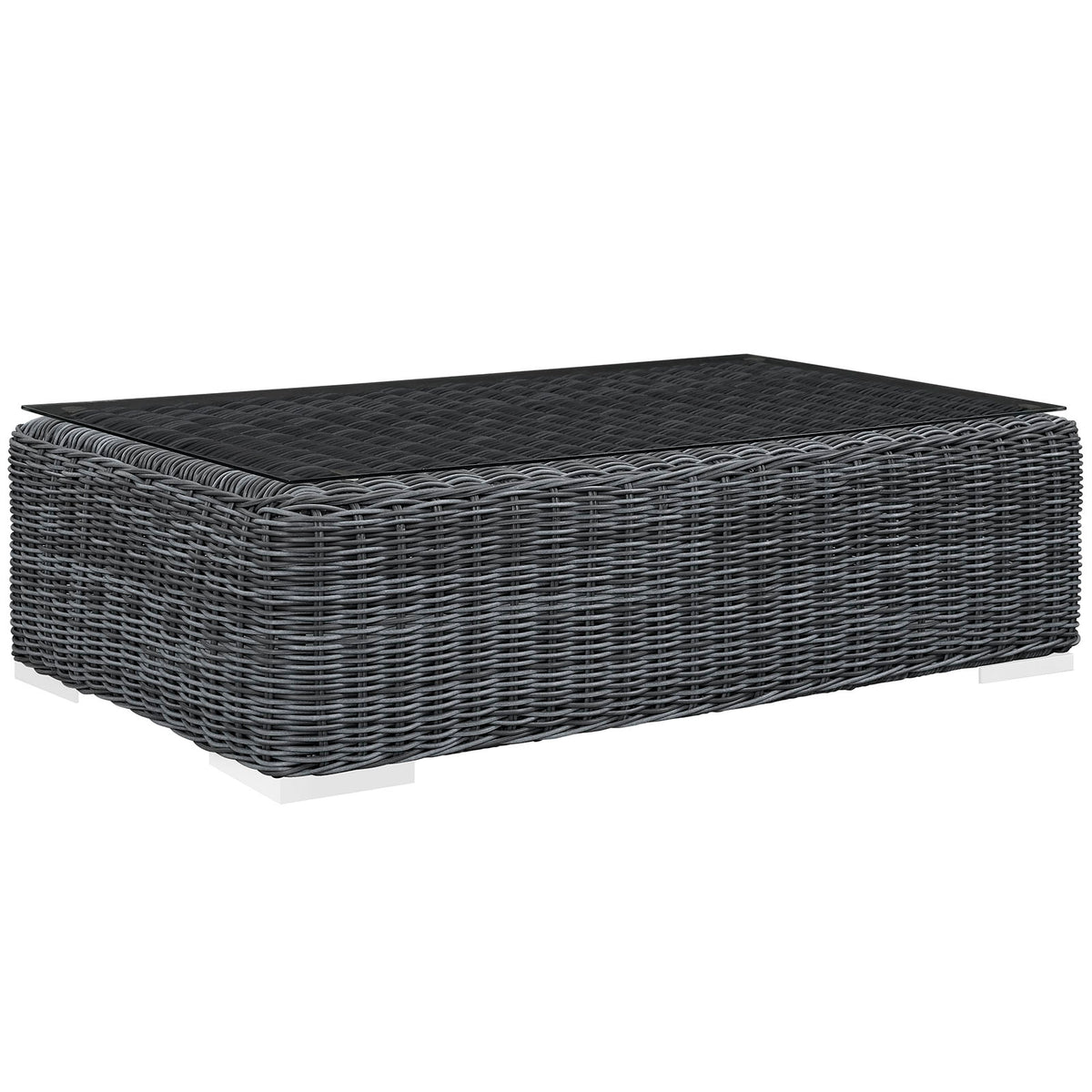 Summon Outdoor Patio Glass Top Coffee Table - Gray