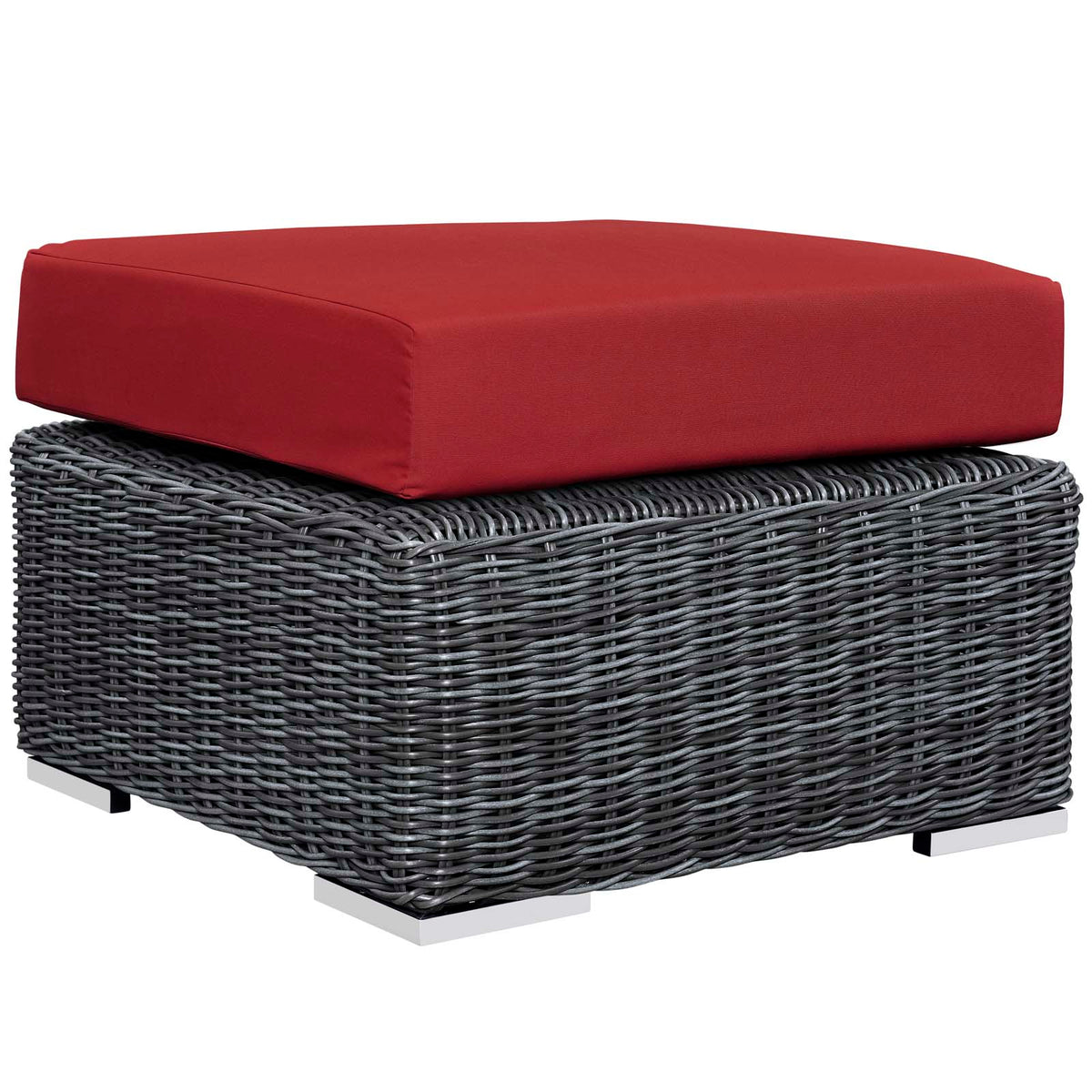 Summon Outdoor Patio Sunbrella Ottoman - Canvas Red