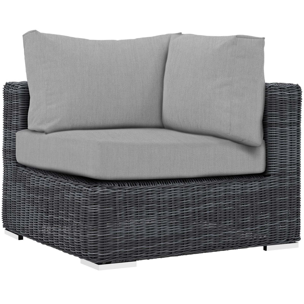 Casafoyer Summon Wicker Rattan Outdoor Patio Sunbrella Corner Sofa In Canvas Gray