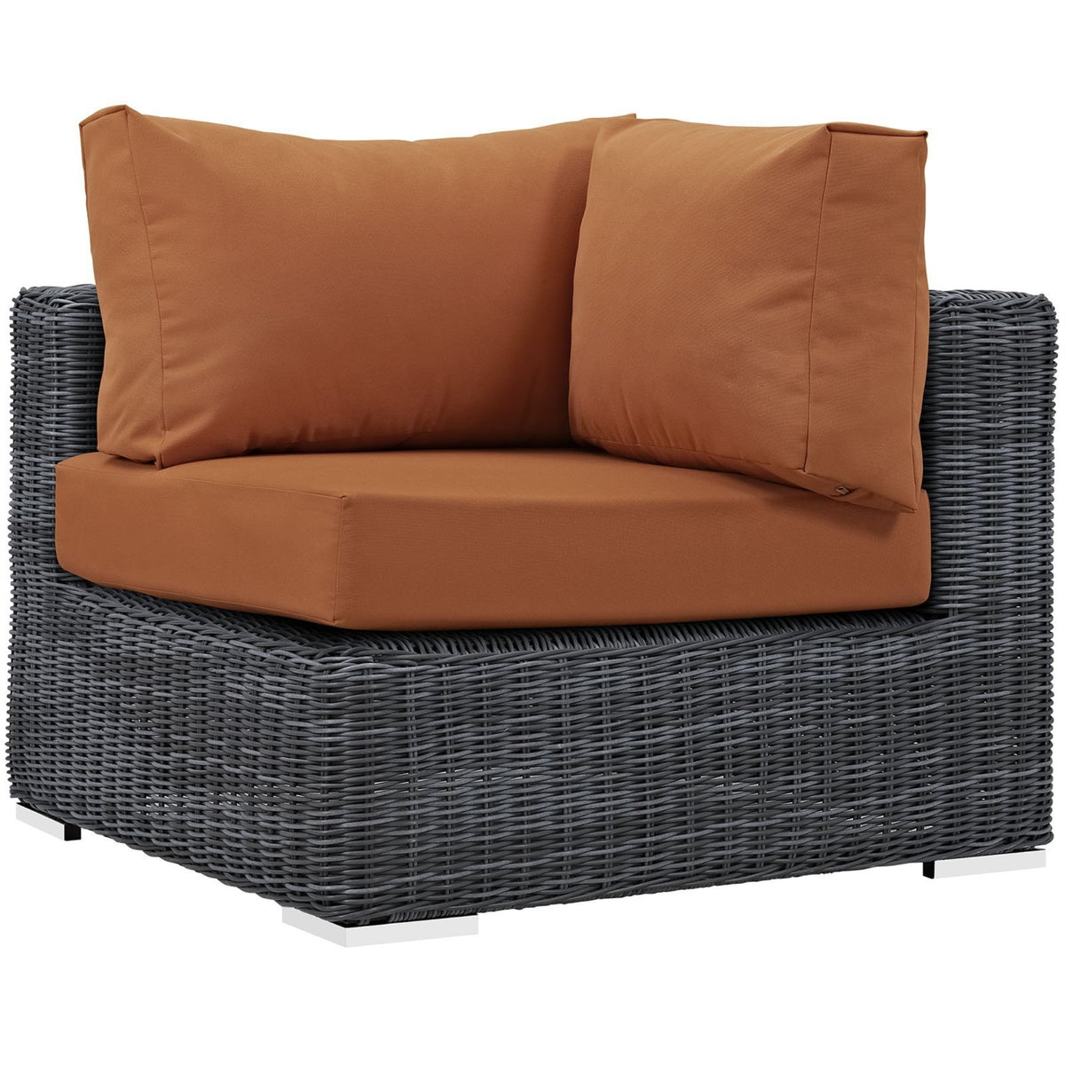 Casafoyer Summon Wicker Rattan Outdoor Patio Sunbrella Corner Sofa In Canvas Tuscan