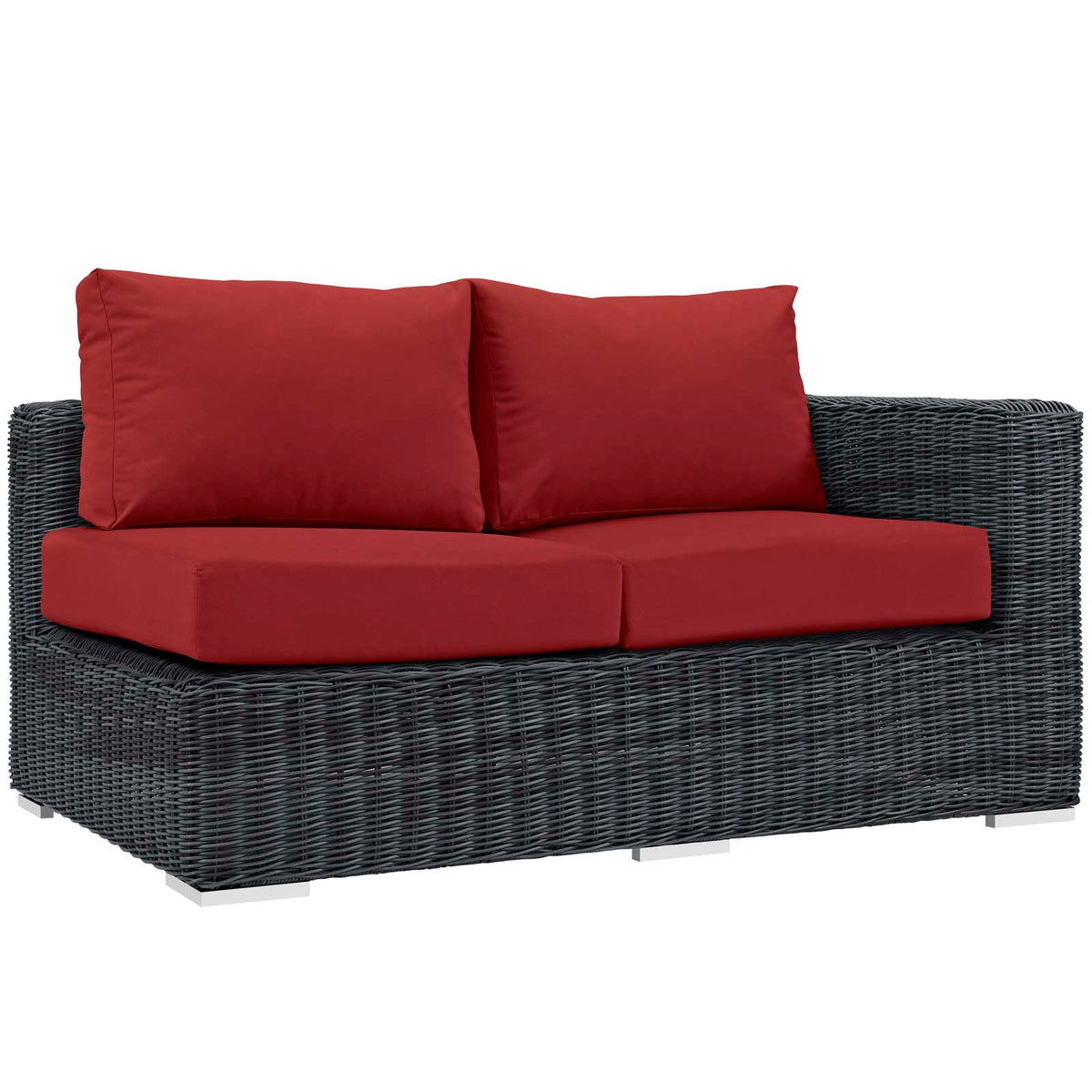 Summon Outdoor Patio Sunbrella Right Arm Loveseat - Canvas Red