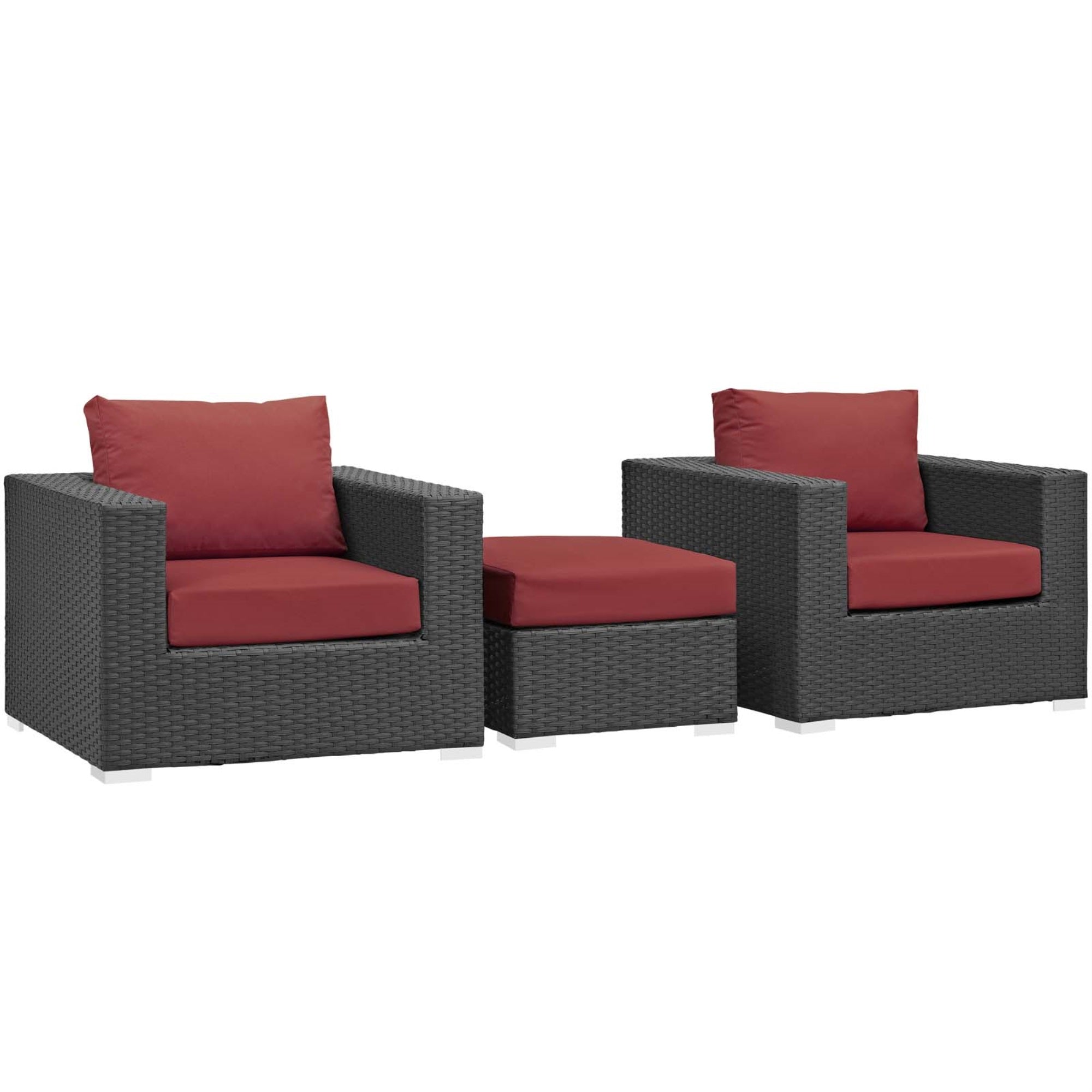 Sojourn Outdoor Patio Furniture Set - Ottoman & Armchairs, Sunbrella Fabric, Uv Protection, Powder-Coated Aluminum Frame. Perfect For Your Patio.