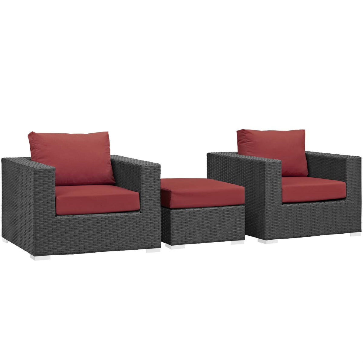 Sojourn Outdoor Patio Furniture Set - Ottoman & Armchairs, Sunbrella Fabric, Uv Protection, Powder-Coated Aluminum Frame. Perfect For Your Patio.
