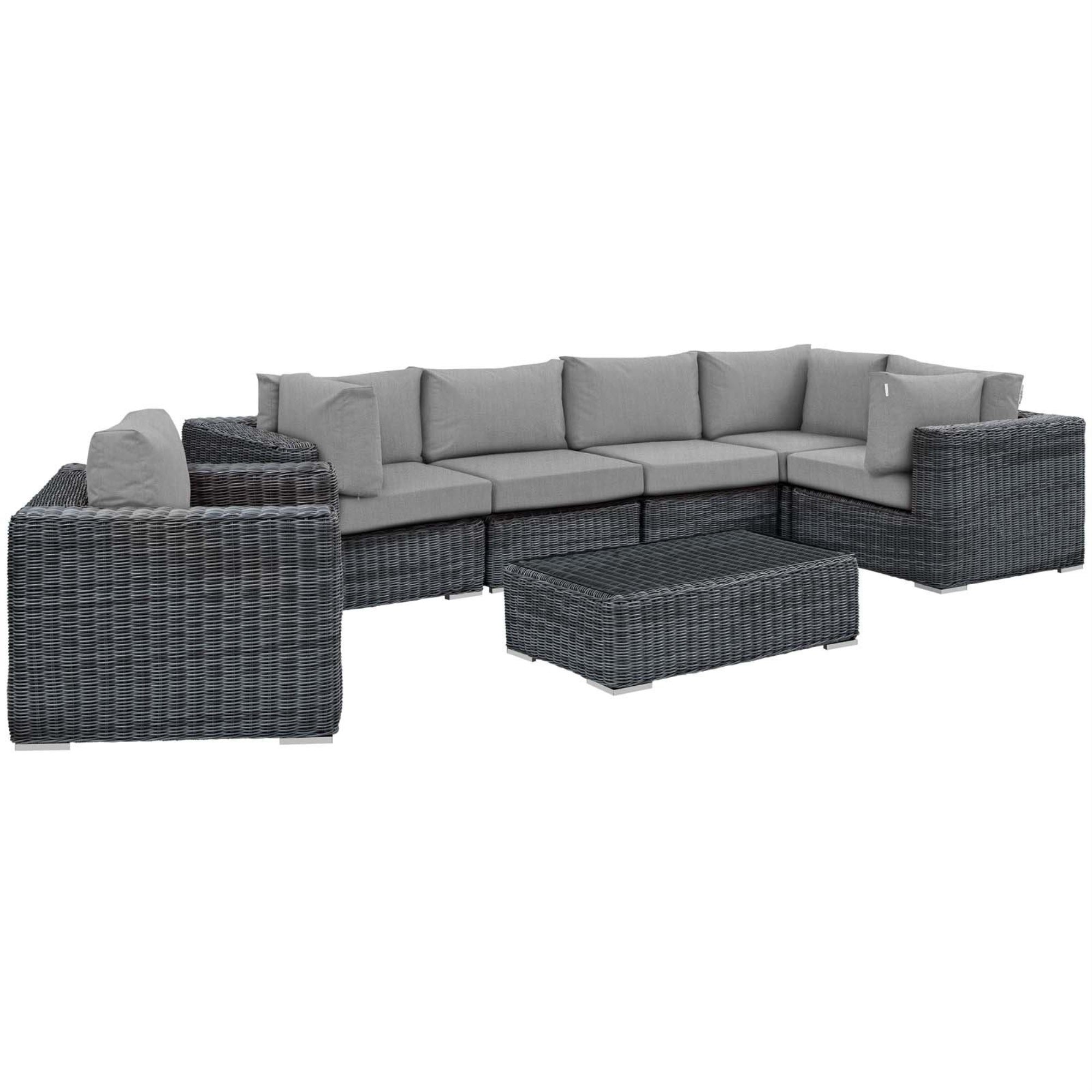 Casafoyer Summon 7-Pc Outdoor Patio Sectional Set With Sunbrella Cushions In Canvas Gray