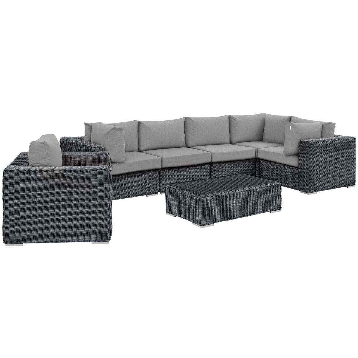Casafoyer Summon 7-Pc Outdoor Patio Sectional Set With Sunbrella Cushions In Canvas Gray