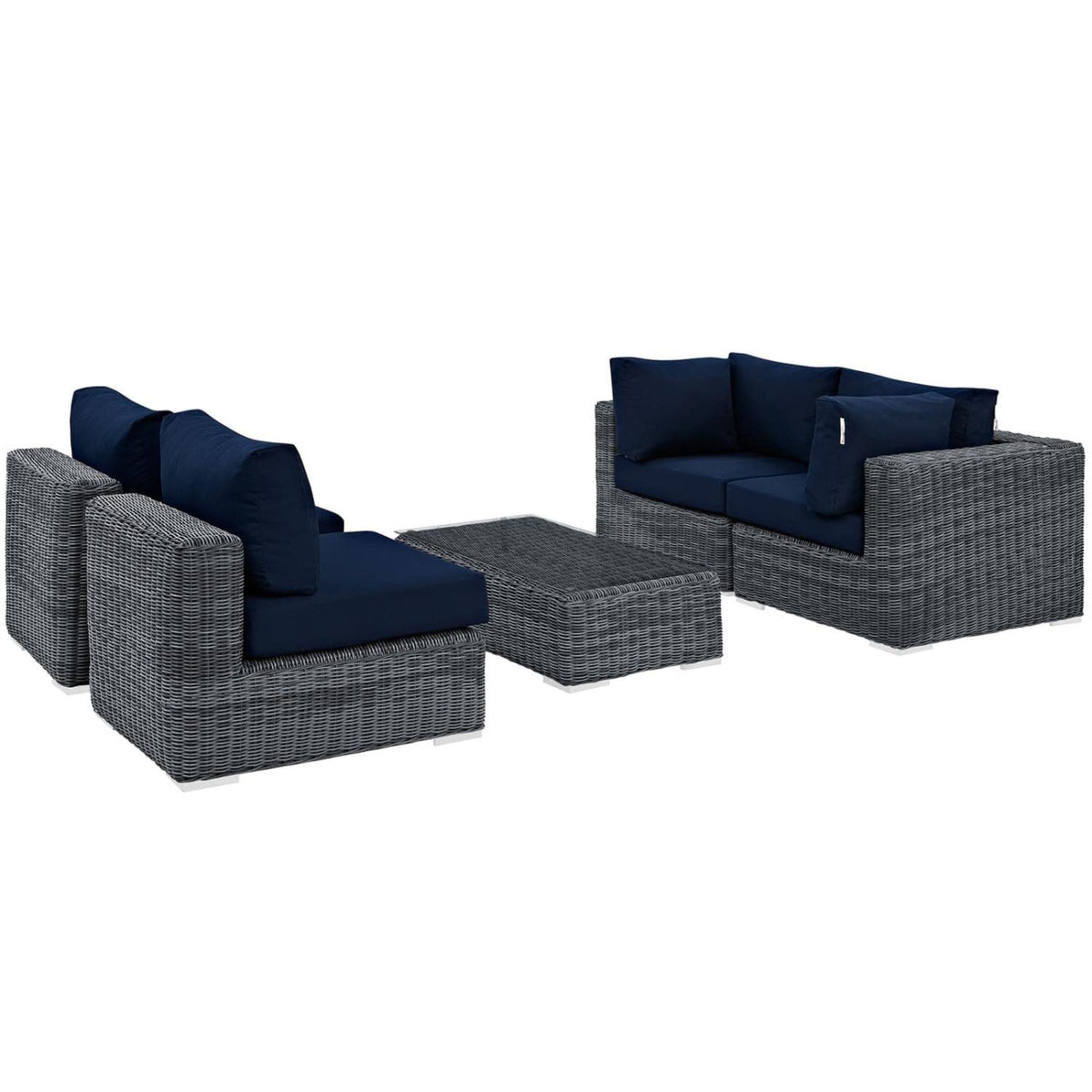 Casafoyer Summon 5-Pc Outdoor Patio Sectional Set With Sunbrella Cushions In Canvas Navy