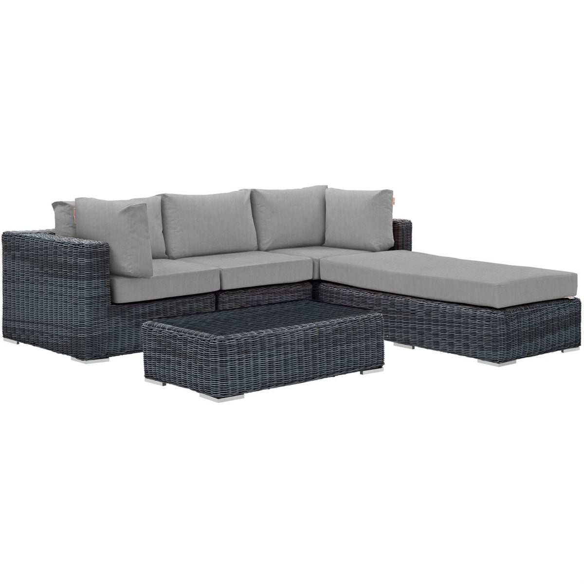 Casafoyer Summon 5-Pc Outdoor Patio Sectional Set With Sunbrella Cushions In Canvas Gray